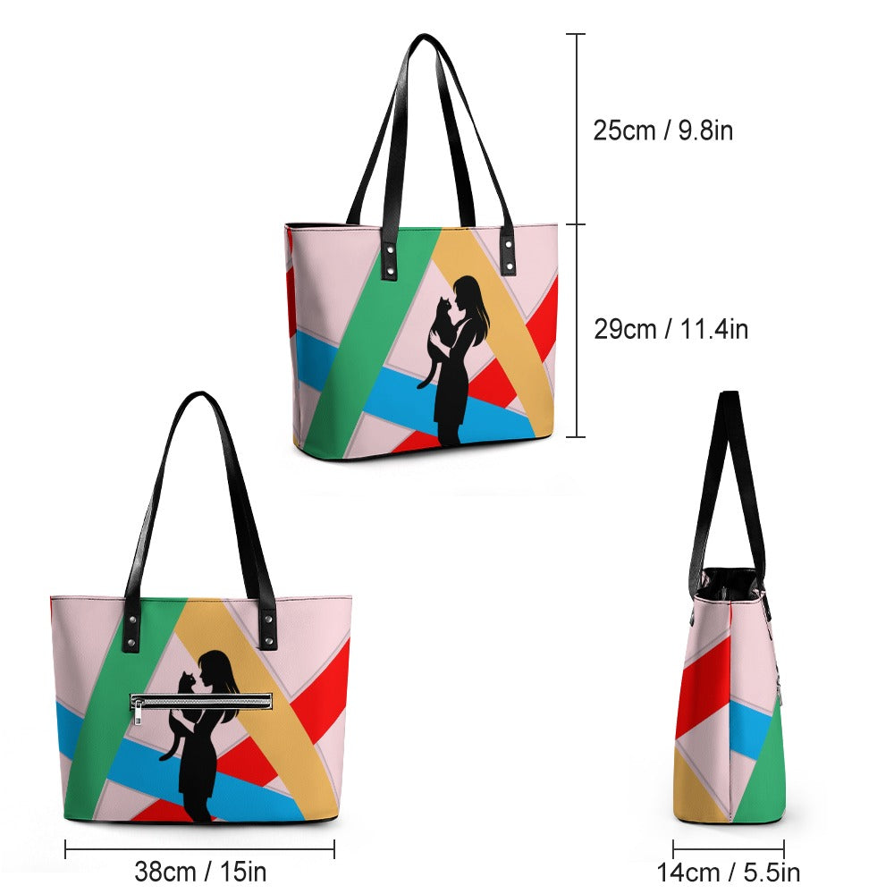 “Not a People Person” Cat Tote Bag – Abstract Art Shoulder Bag (Furreal Priorities Edition)