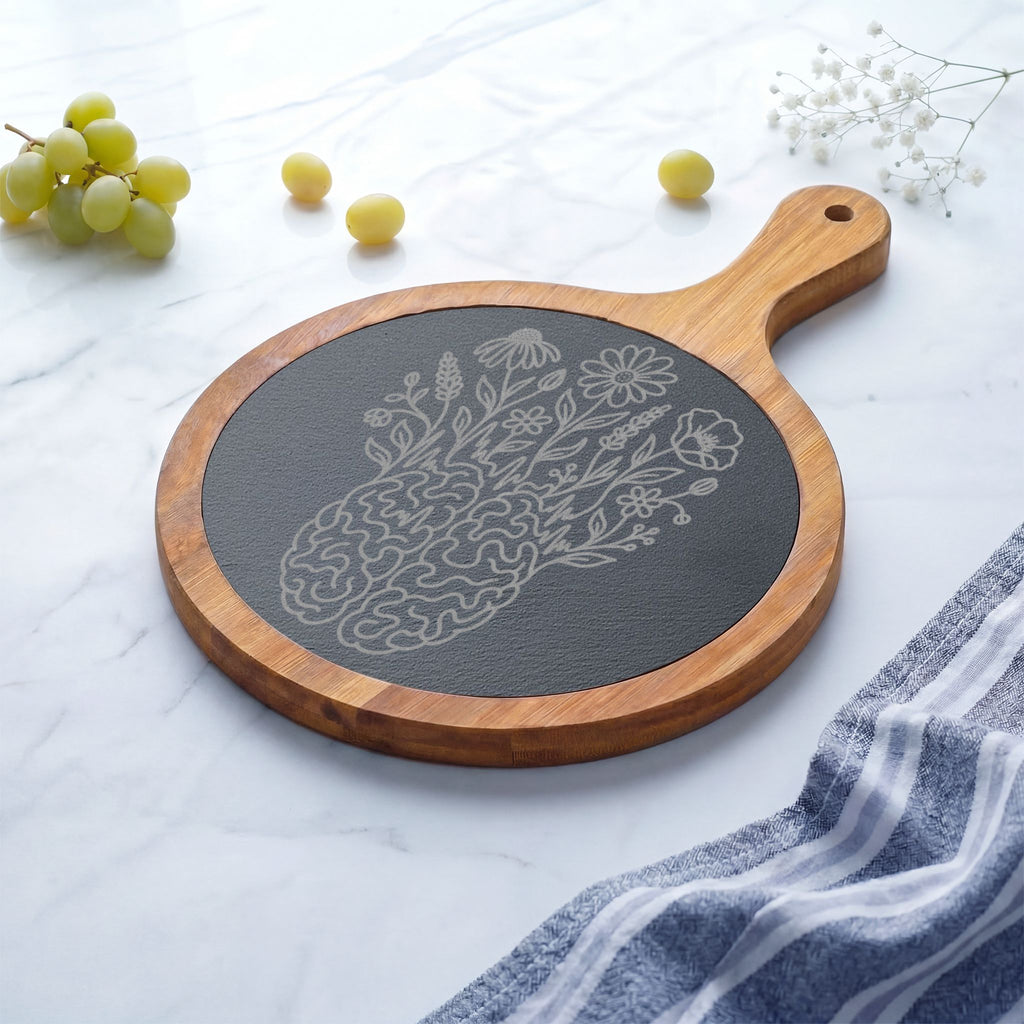 Electric Wildflower Epilepsy Awareness Acacia and Slate Charcuterie Board
