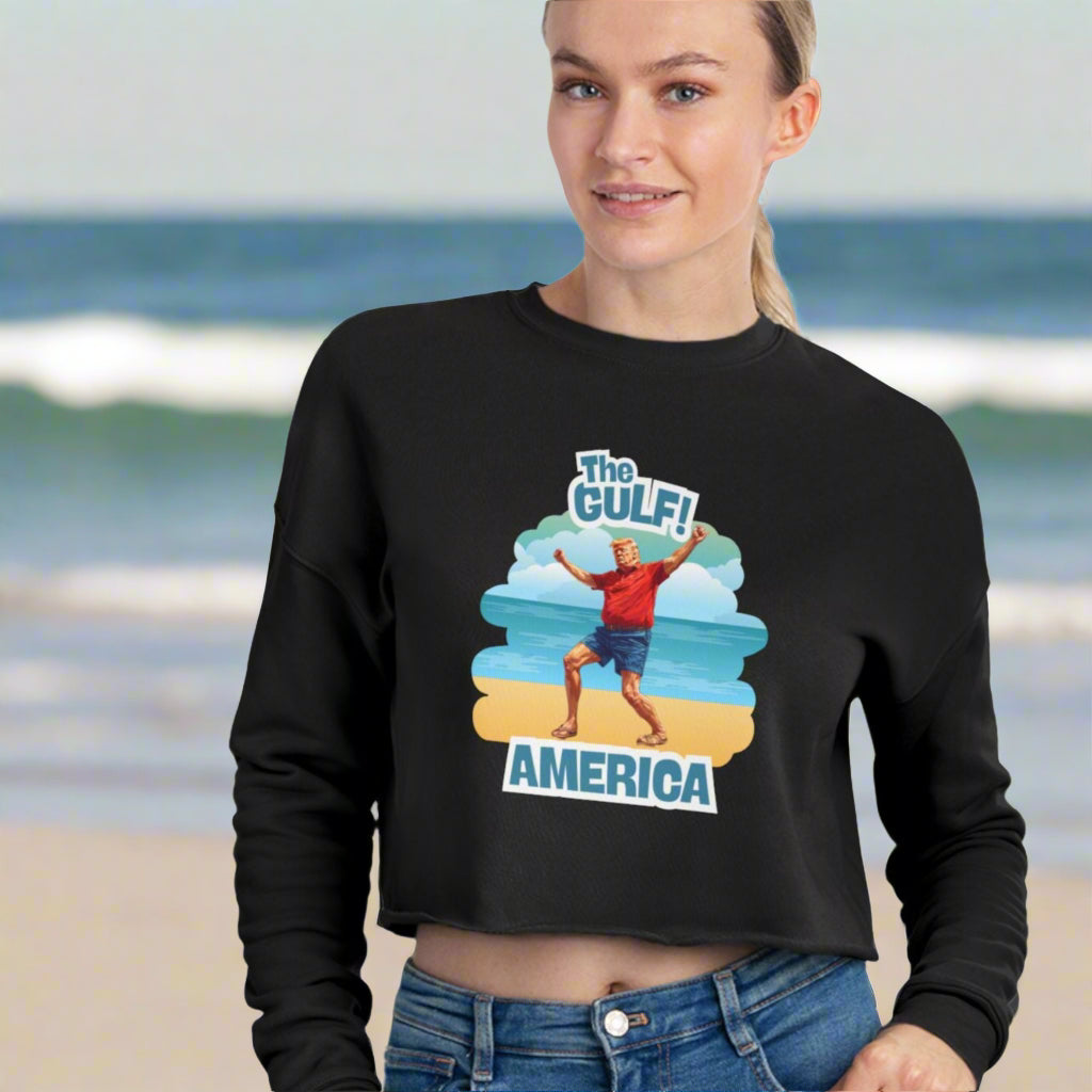 Cropped Sweatshirt with Gulf and America Design