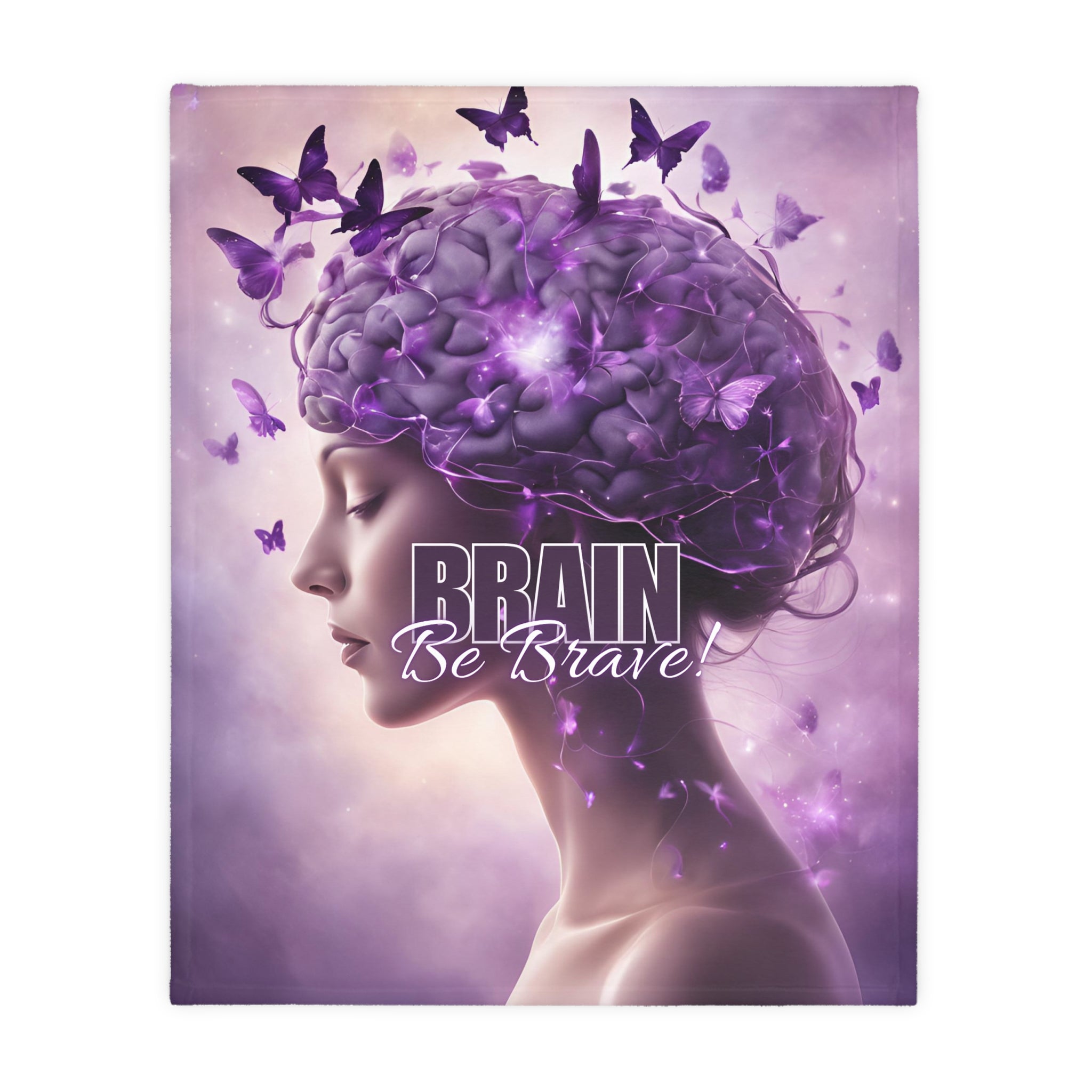 Photo depicting the ​Brain Be Brave Velveteen Microfiber Blanket (Two-sided print) from EpiAl's Shop.