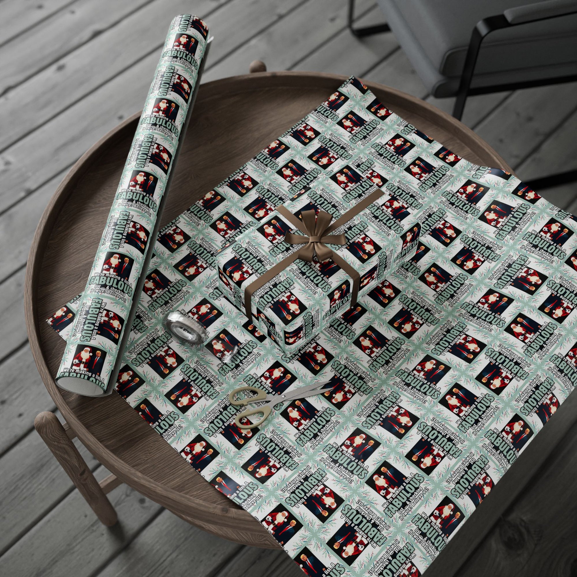 Trump Santa Fabulous List Wrapping Paper Roll