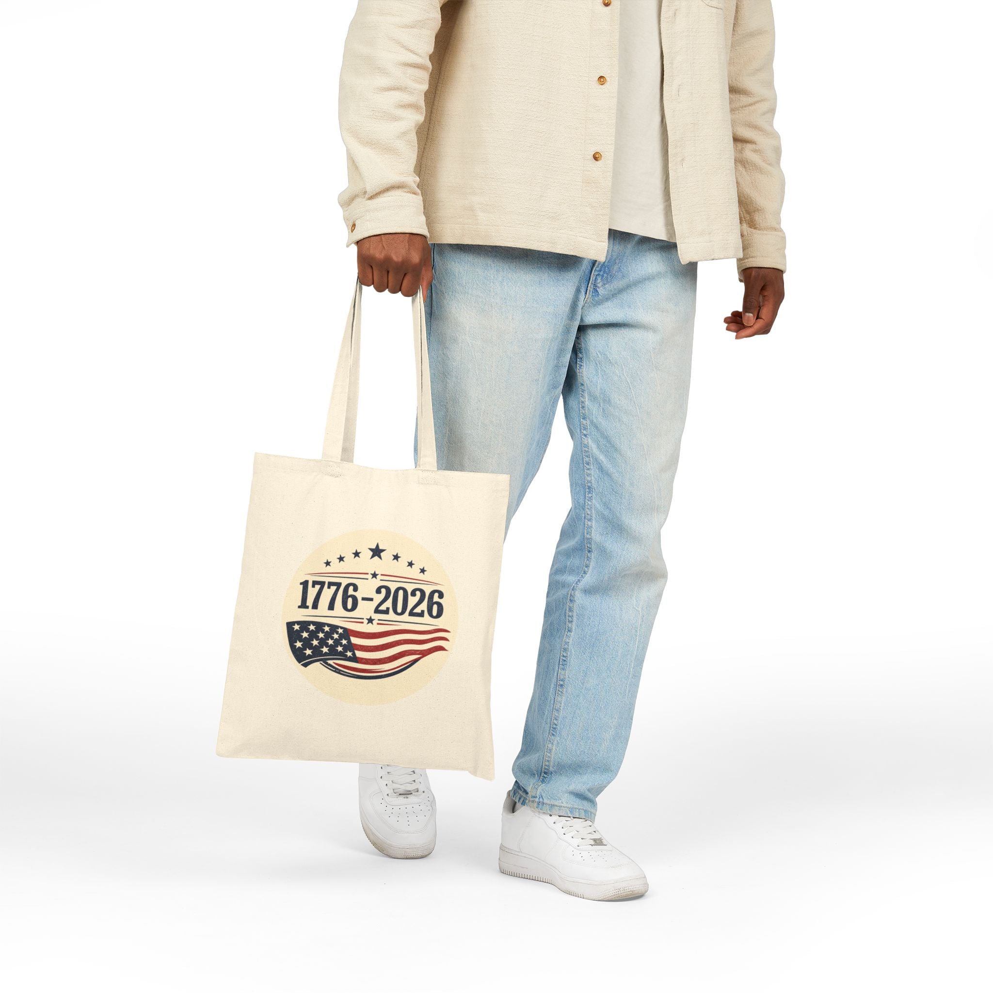 1776–2026 Patriotic Canvas Tote Bag | Vintage Americana USA Carryall