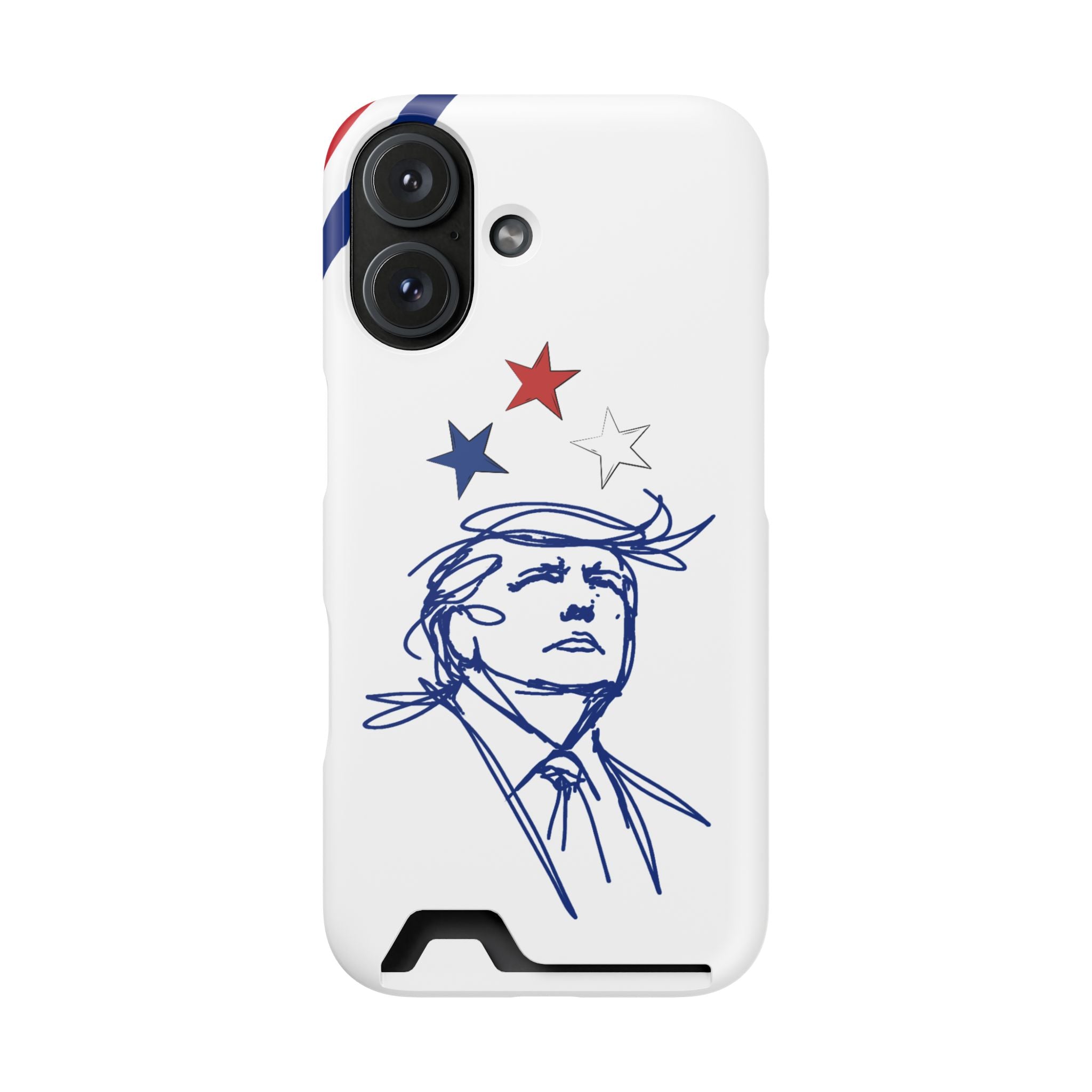 Swoop Guy iPhone Case – Minimal Line Portrait Patriotic Design, Slim Protective Case with Card Slot