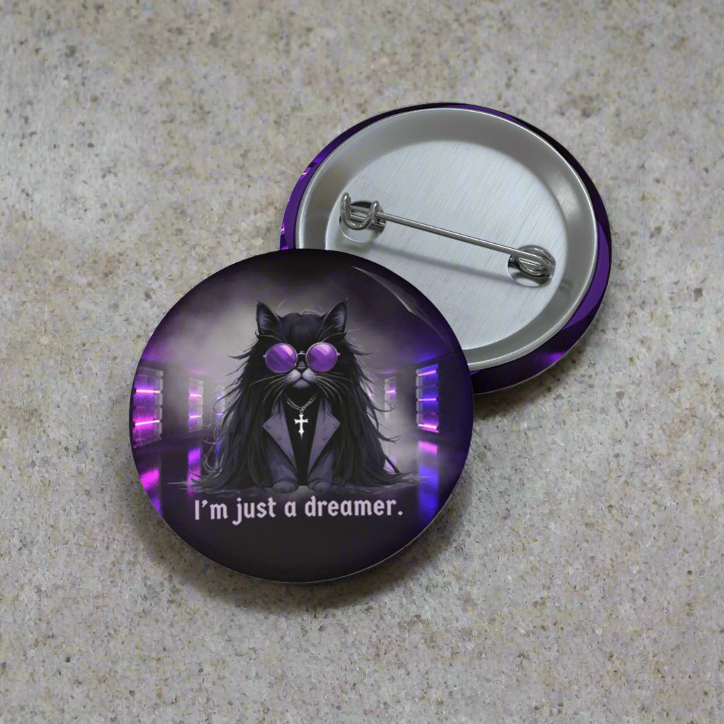 Just a Dreamer Ozzy Cat Pin Button