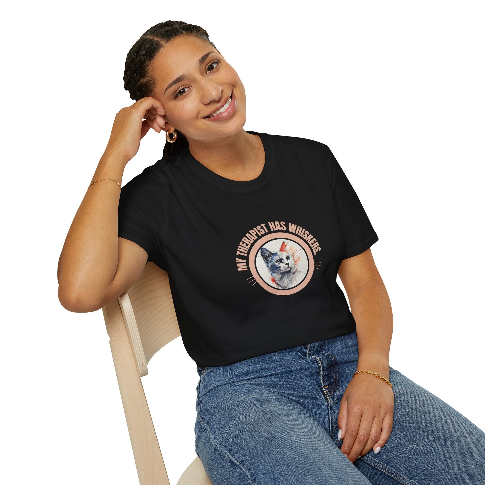 Whimsical Cat Therapy T-Shirt | Cute Pet Lover Tee