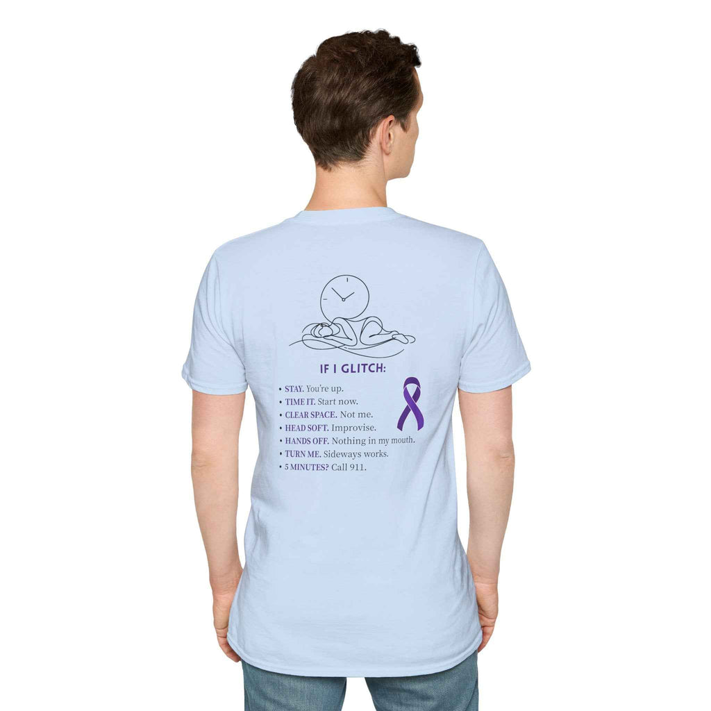 Glitch Happens Tee – Minimalist Seizure First Aid Shirt | Epilepsy Awareness | Neurostrong Apparel