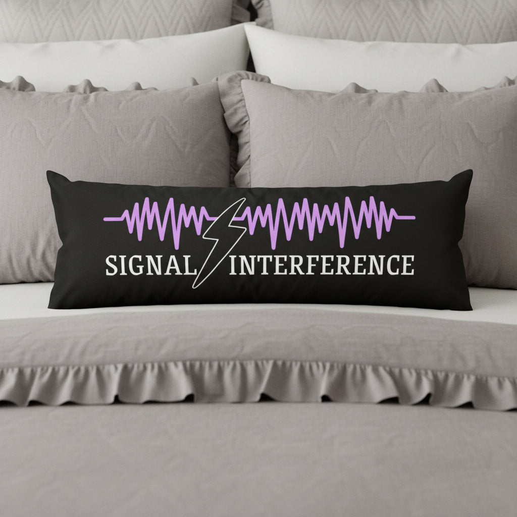 Signal Interference Body Pillow – Purple Waveform Design, 20” × 54” Long Pillow