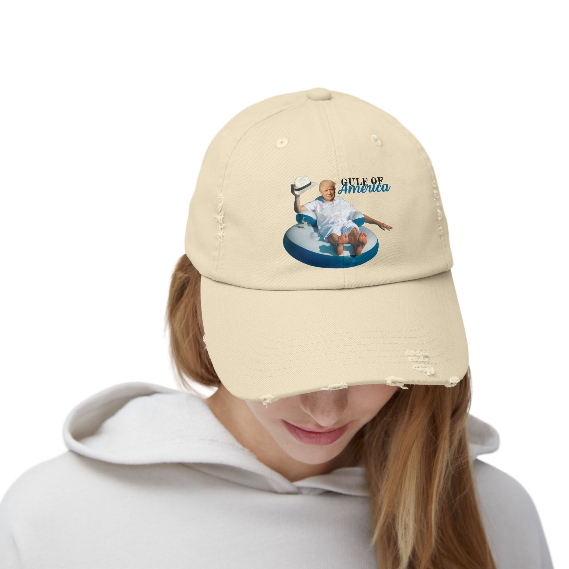 Trump Gulf of America Unisex Distressed Cap Printify