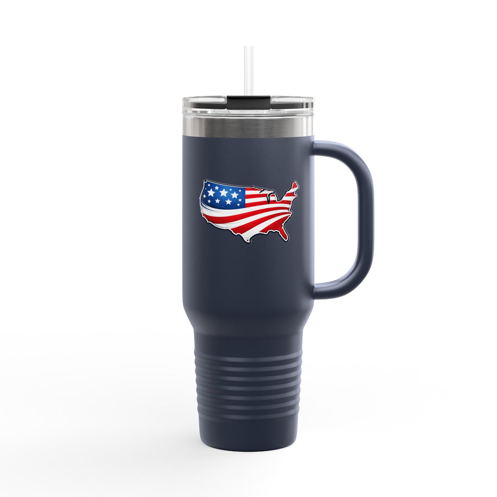 USA Map 40oz Insulated Tumbler with Handle | Patriotic Drinkware
