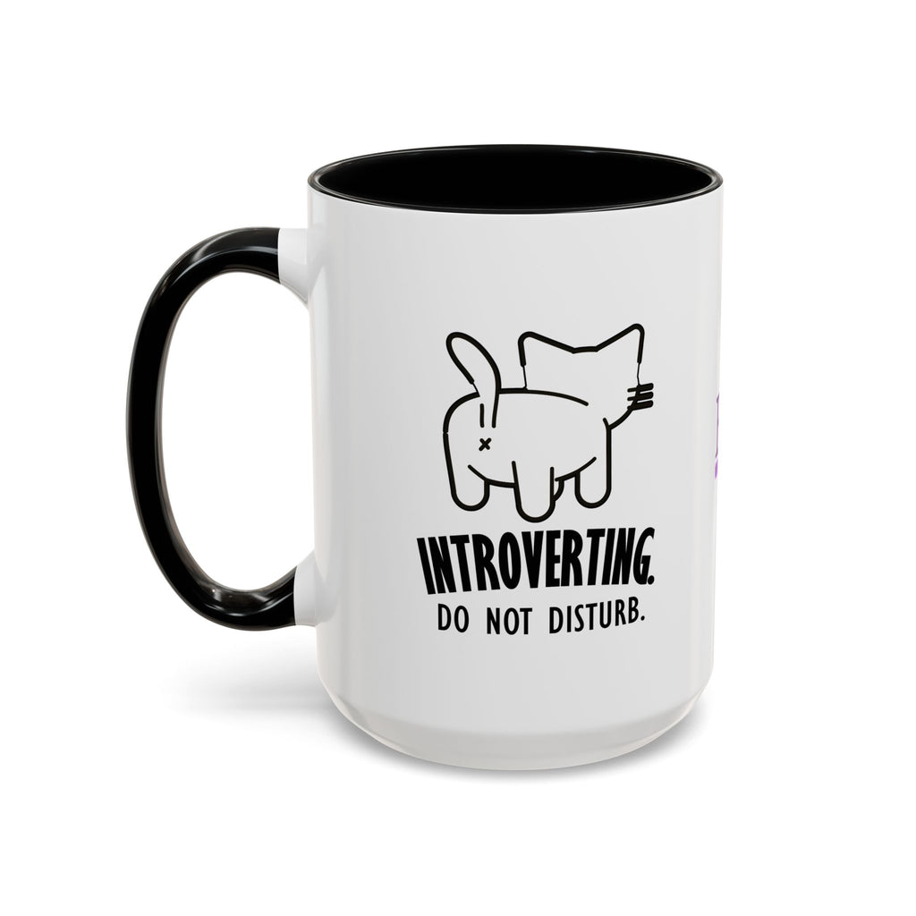 Introverting. Do Not Disturb. Two-Tone Cat Coffee Mug (11oz & 15oz)