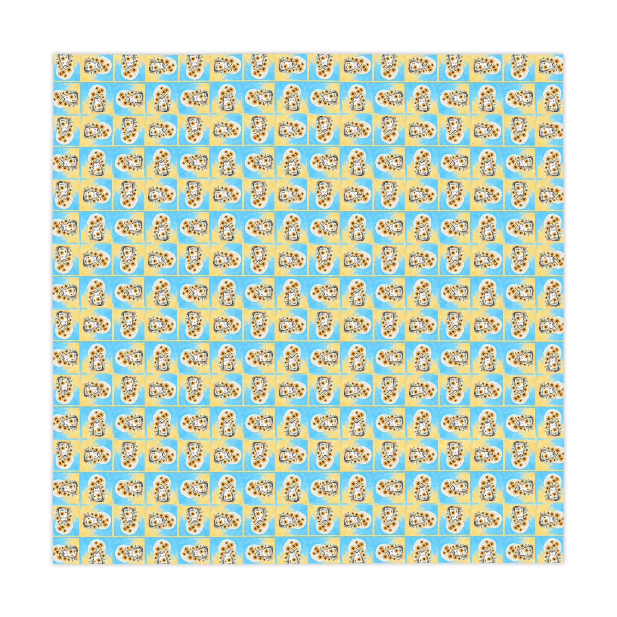 Cheerful Sunflower Kitty Tablecloth for Dining