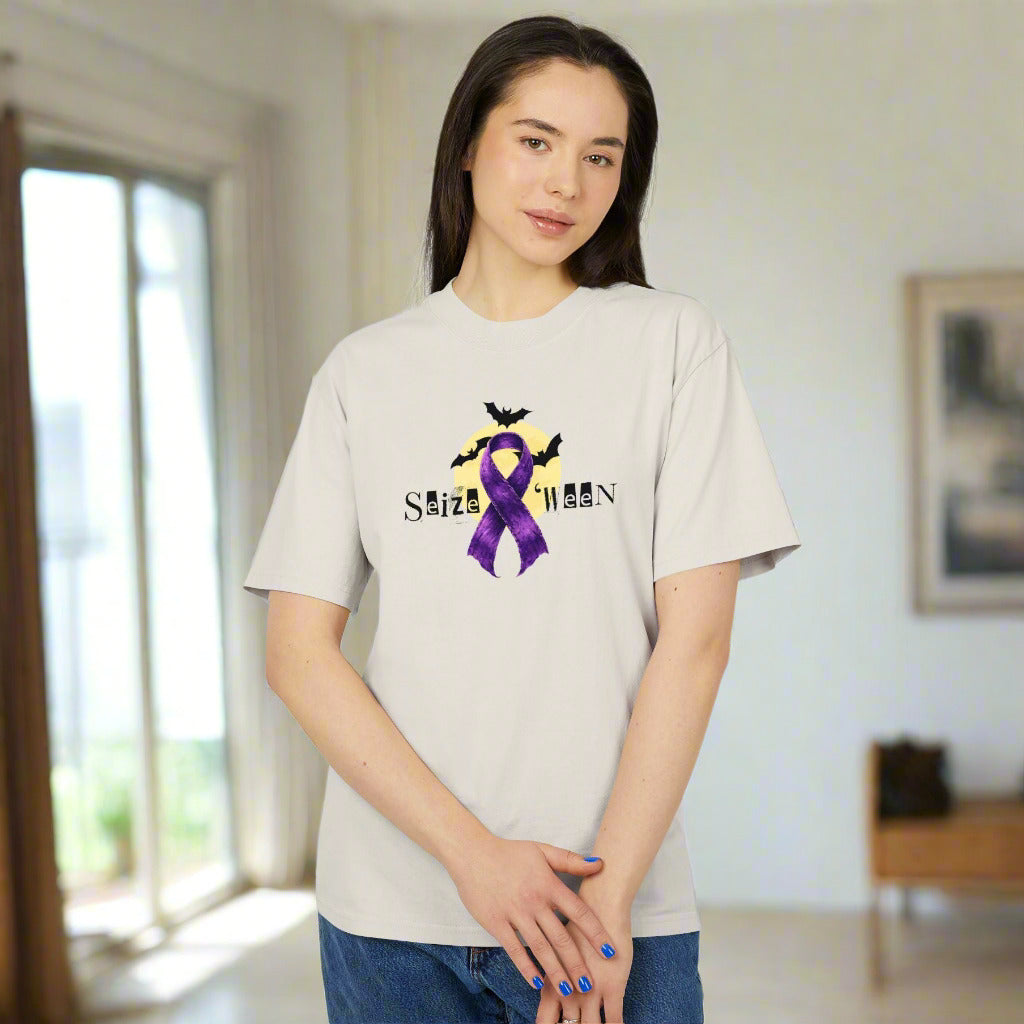 Halloween Purple Ribbon Unisex Faded Tee