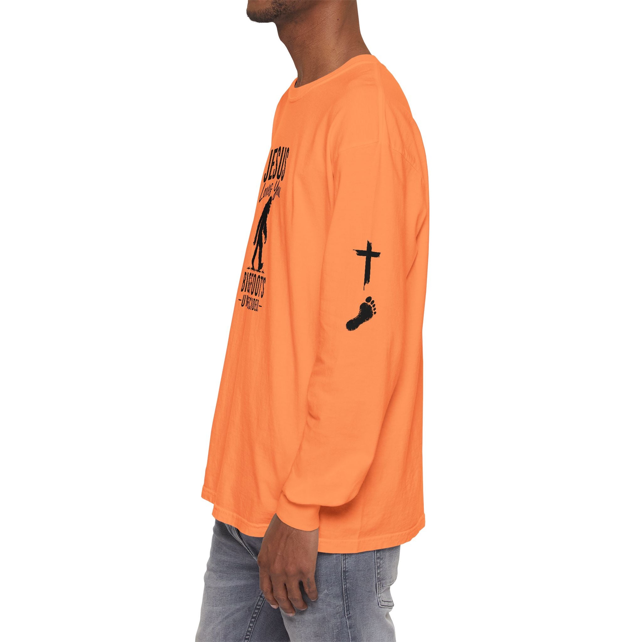 Jesus Loves You. Bigfoot’s Undecided. Long Sleeve Shirt
