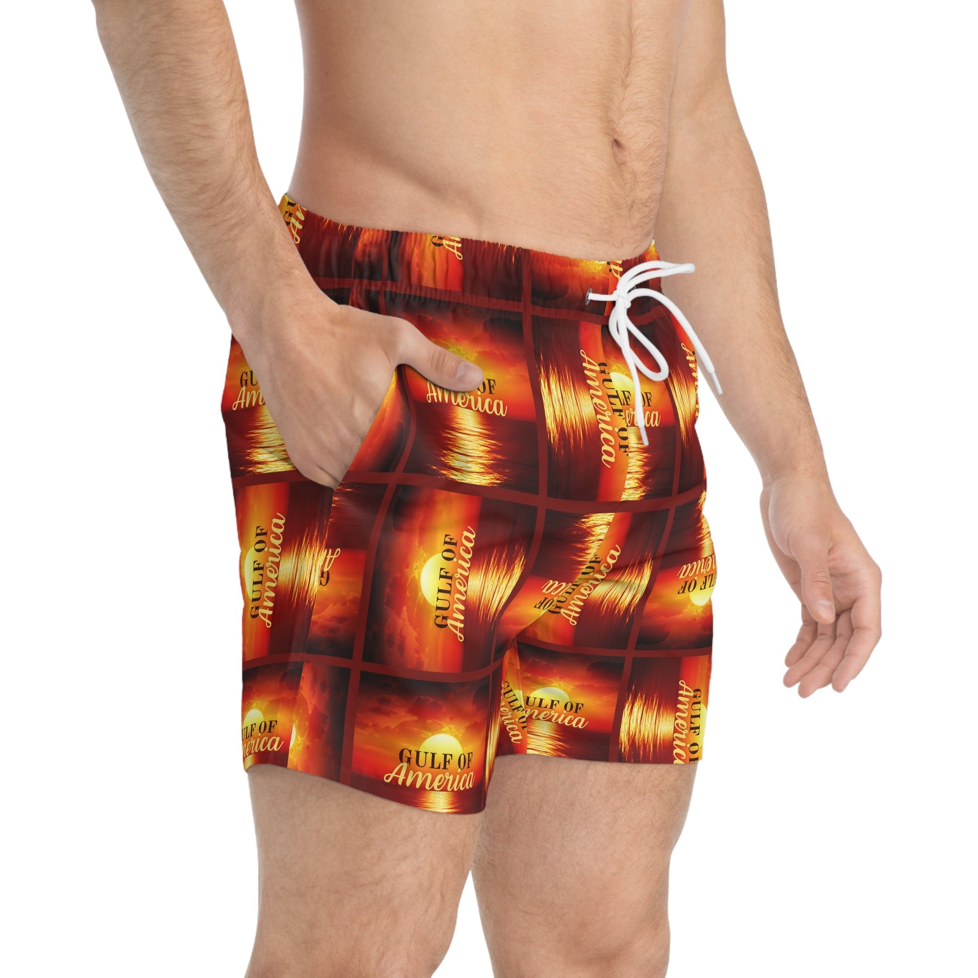 Gulf of America Swim Trunks - Vibrant Beachwear for Summer Fun Printify