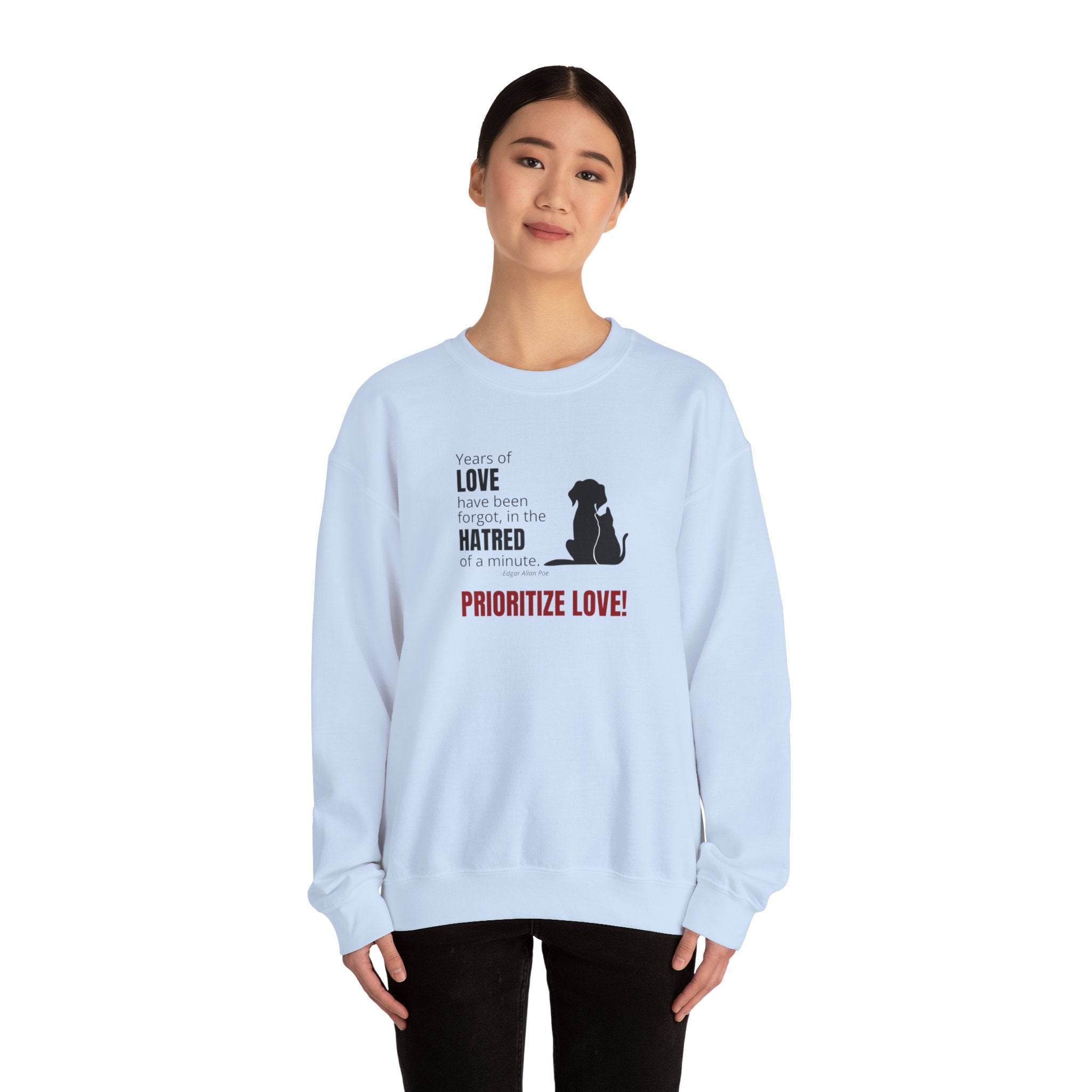 Photo depicting the ​Prioritize Love Unisex Heavy Blend™ Crewneck Sweatshirt from EpiAl's Shop.