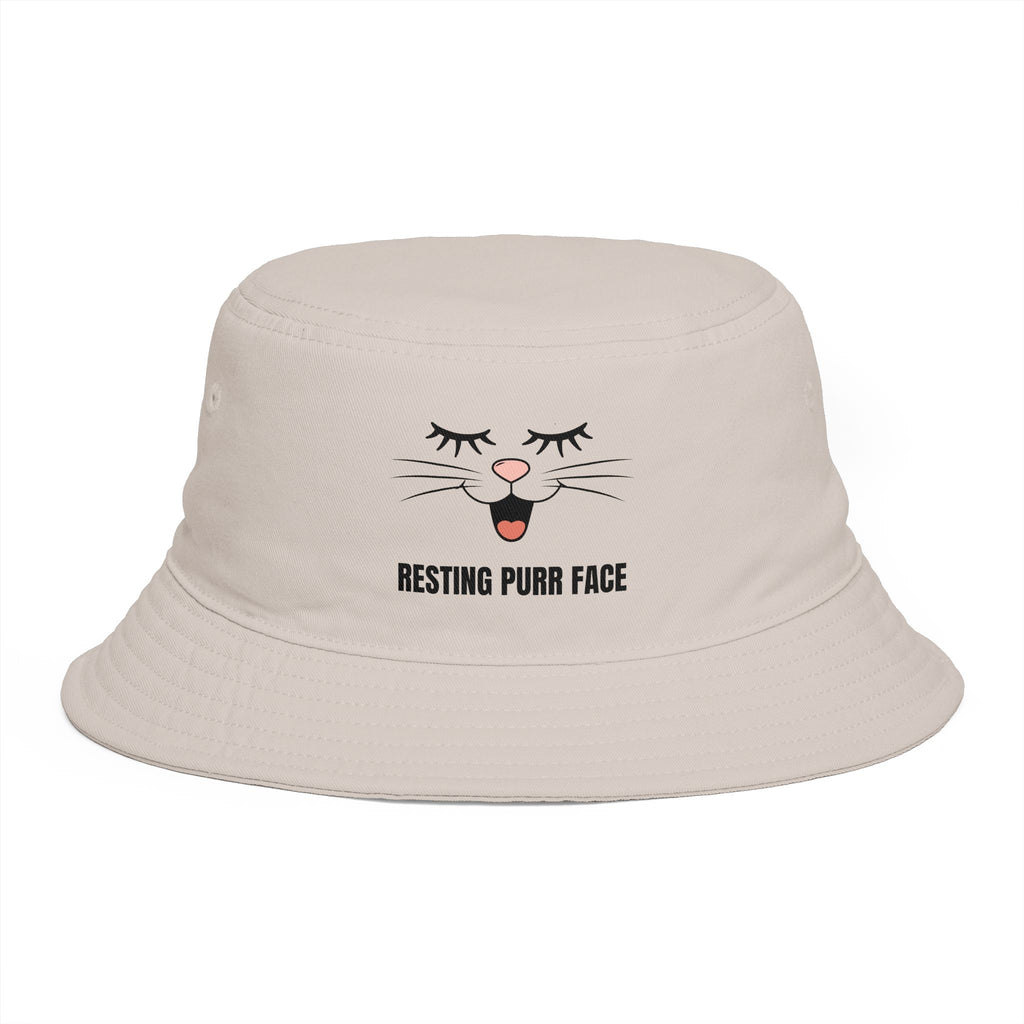 Resting Purr Face Embroidered Cat Bucket Hat
