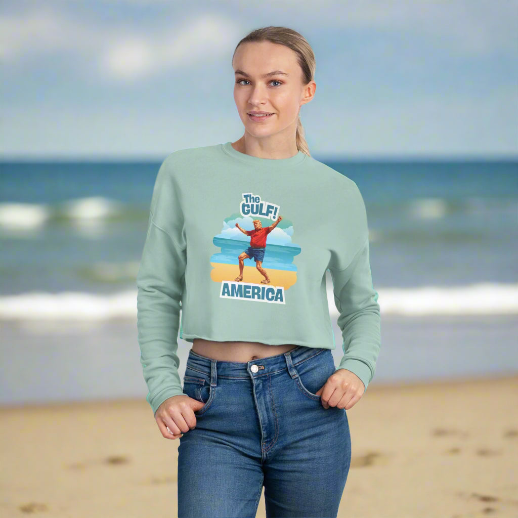 Cropped Sweatshirt with Gulf and America Design
