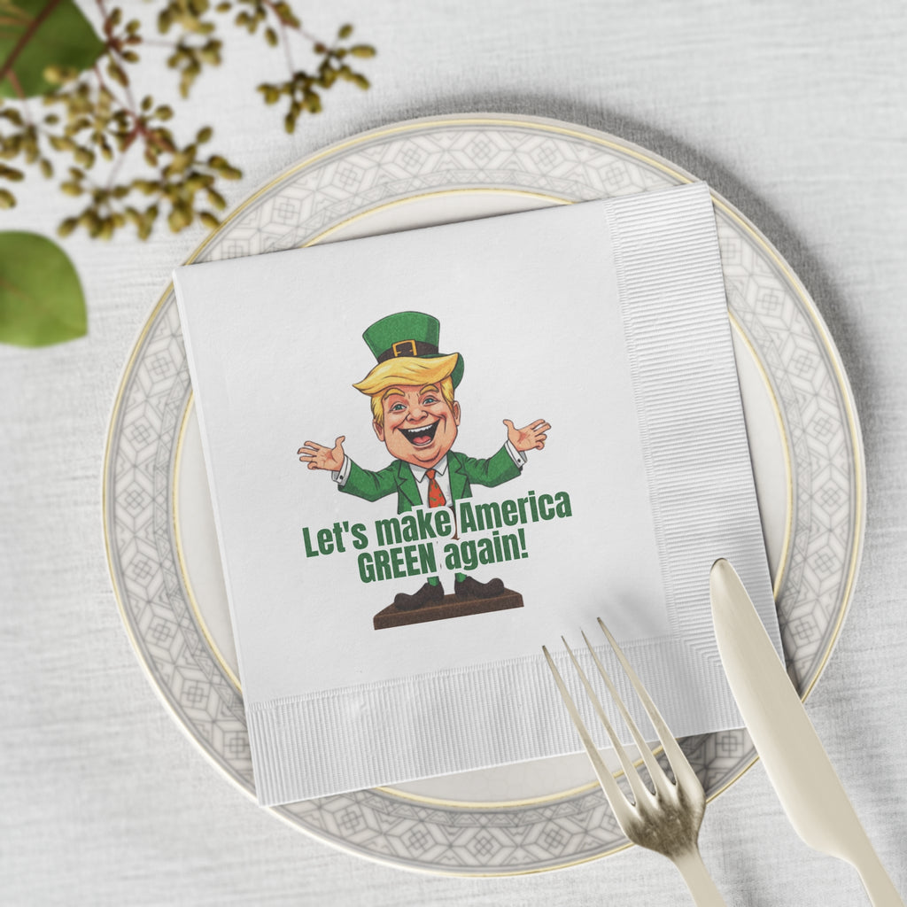 Parody St. Patrick's Day White Coined Napkins