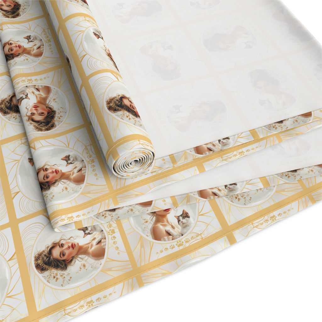 Charming Golden Cat Lady Table Runner