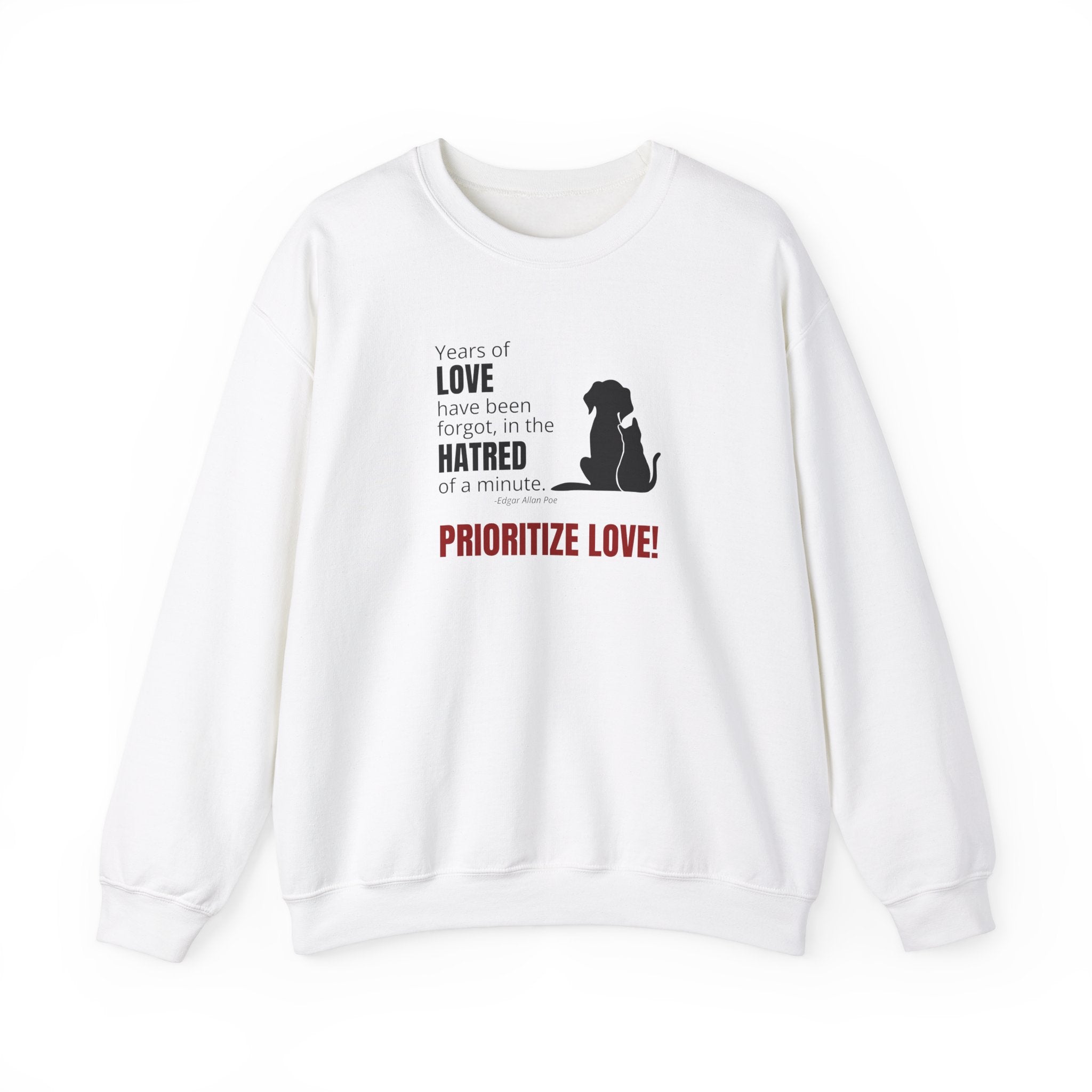 Photo depicting the ​Prioritize Love Unisex Heavy Blend™ Crewneck Sweatshirt from EpiAl's Shop.