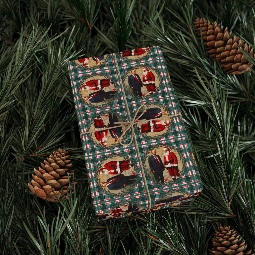 Vintage Style Trump Santa Wrapping Paper for Holiday Gifts