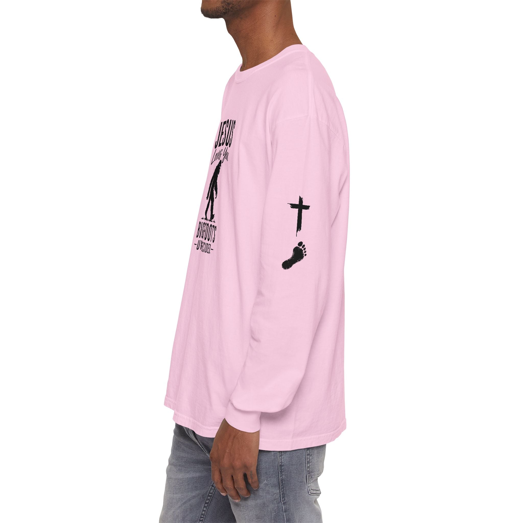 Jesus Loves You. Bigfoot’s Undecided. Long Sleeve Shirt