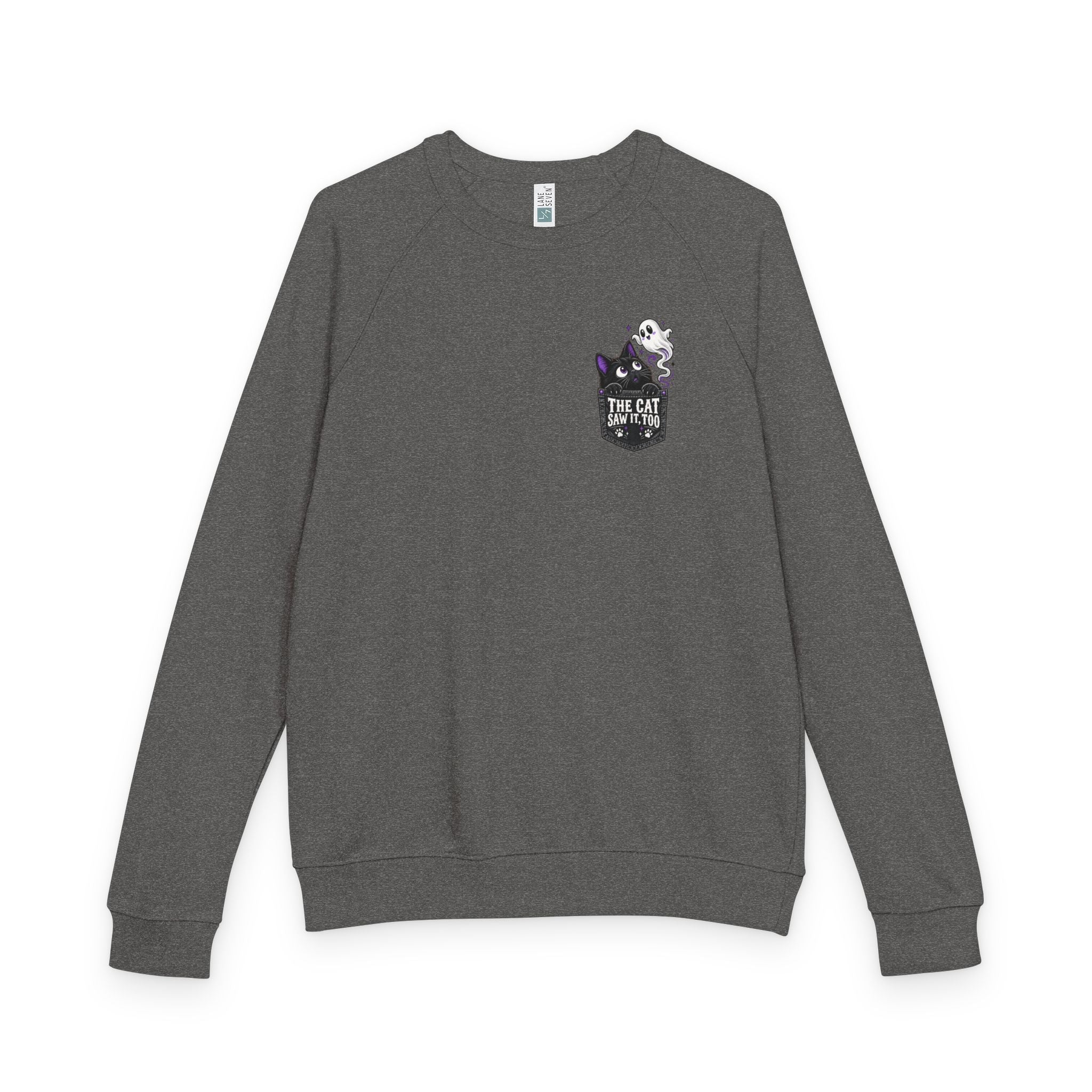 The Cat Saw It, Too Halloween Pocket Crewneck Sweatshirt