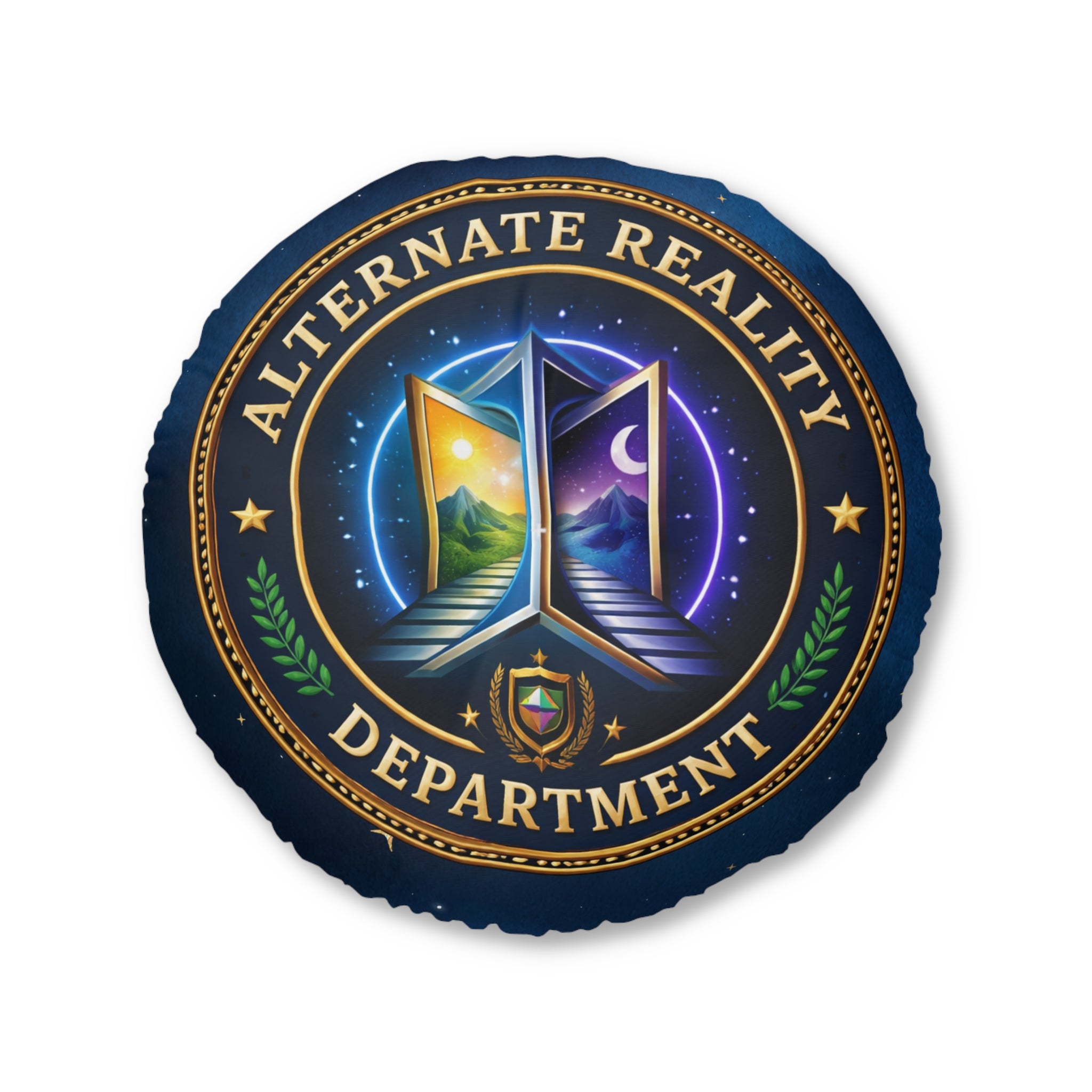 Alternate Reality Department Round Floor Pillow – Political Satire Statement Cushion (26” or 30”)