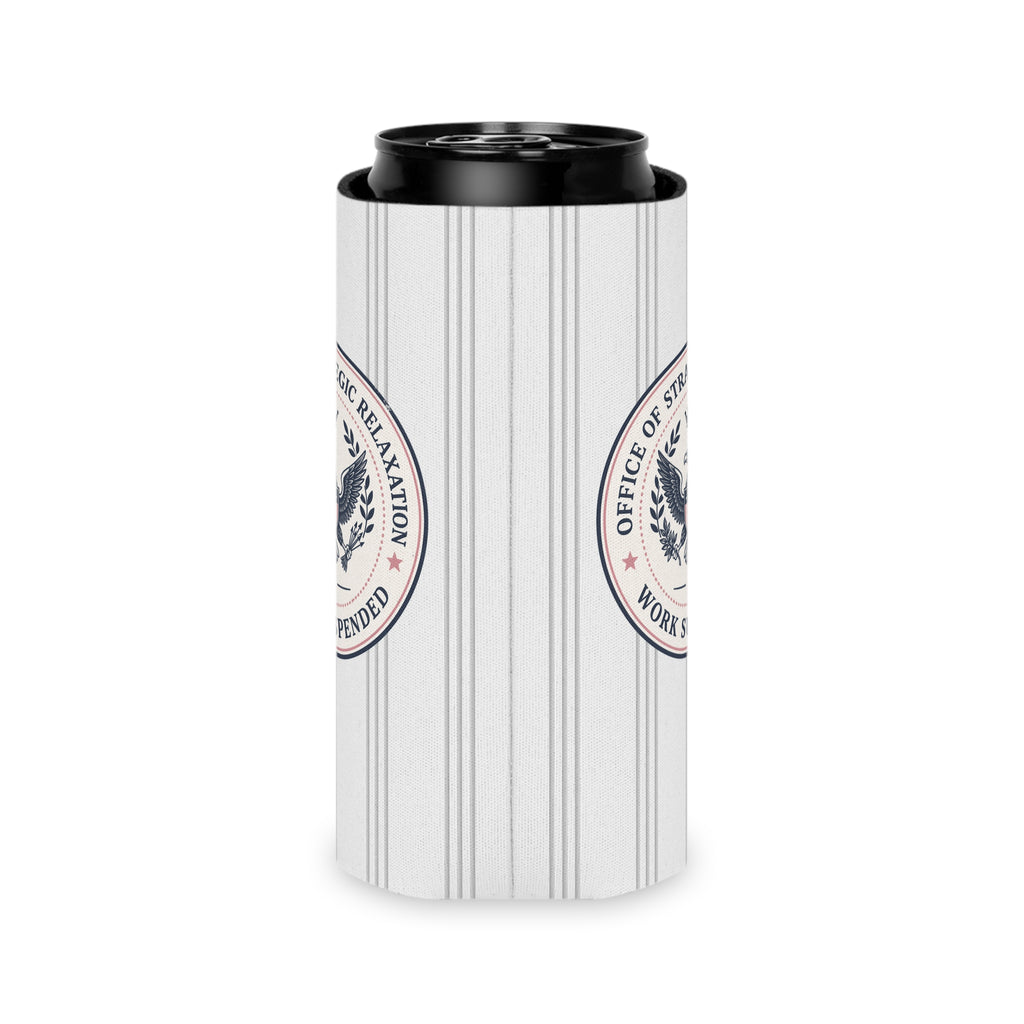 Office of Strategic Relaxation Can Cooler | Work Suspended Funny Koozie