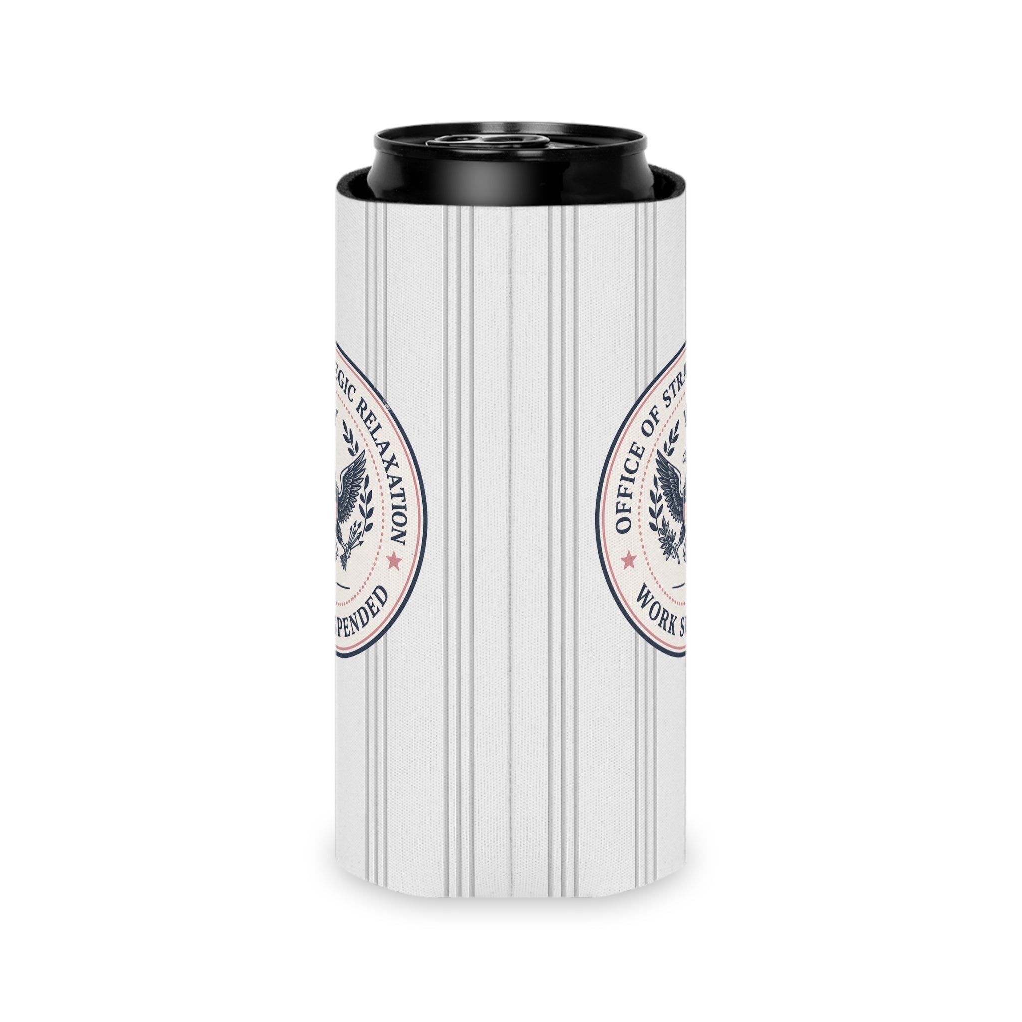 Office of Strategic Relaxation Can Cooler | Work Suspended Funny Koozie