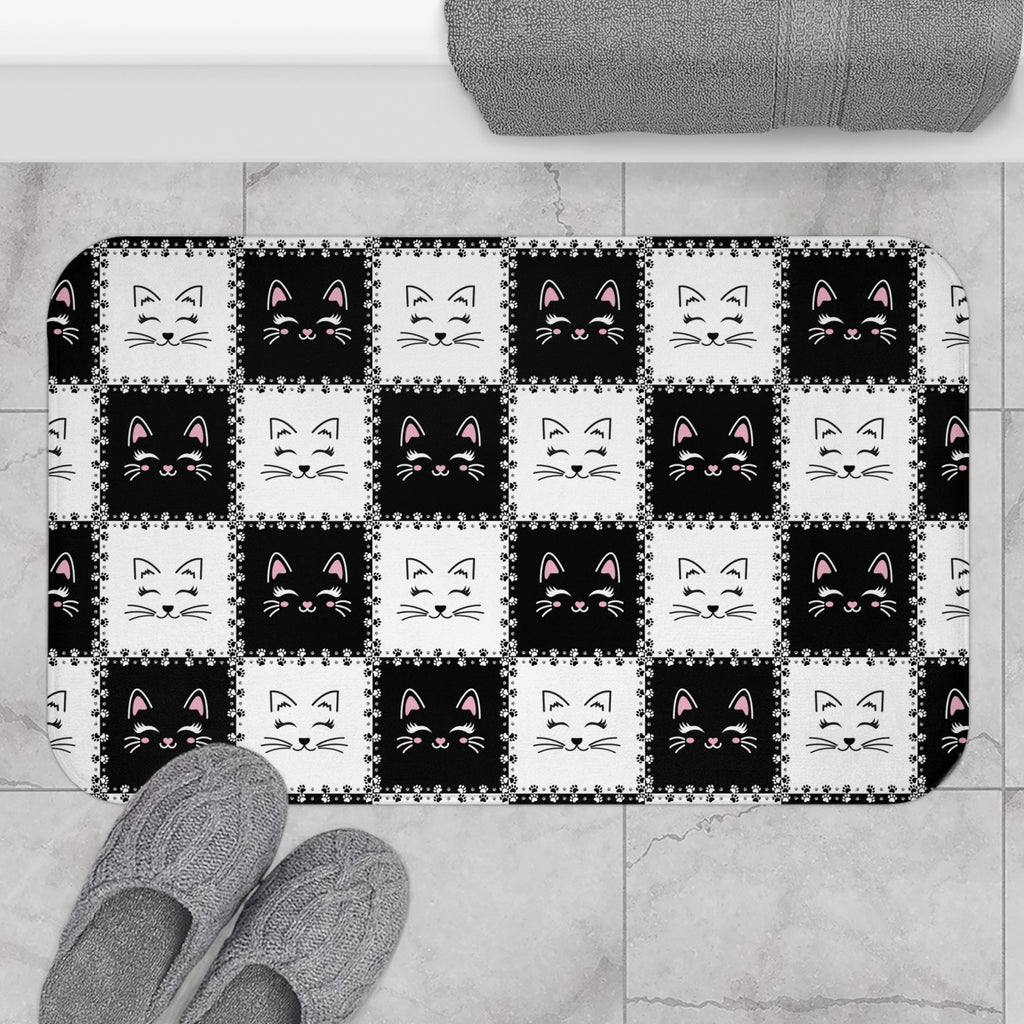 Checkerboard Cats Bath Mat - EpiAl's Shop