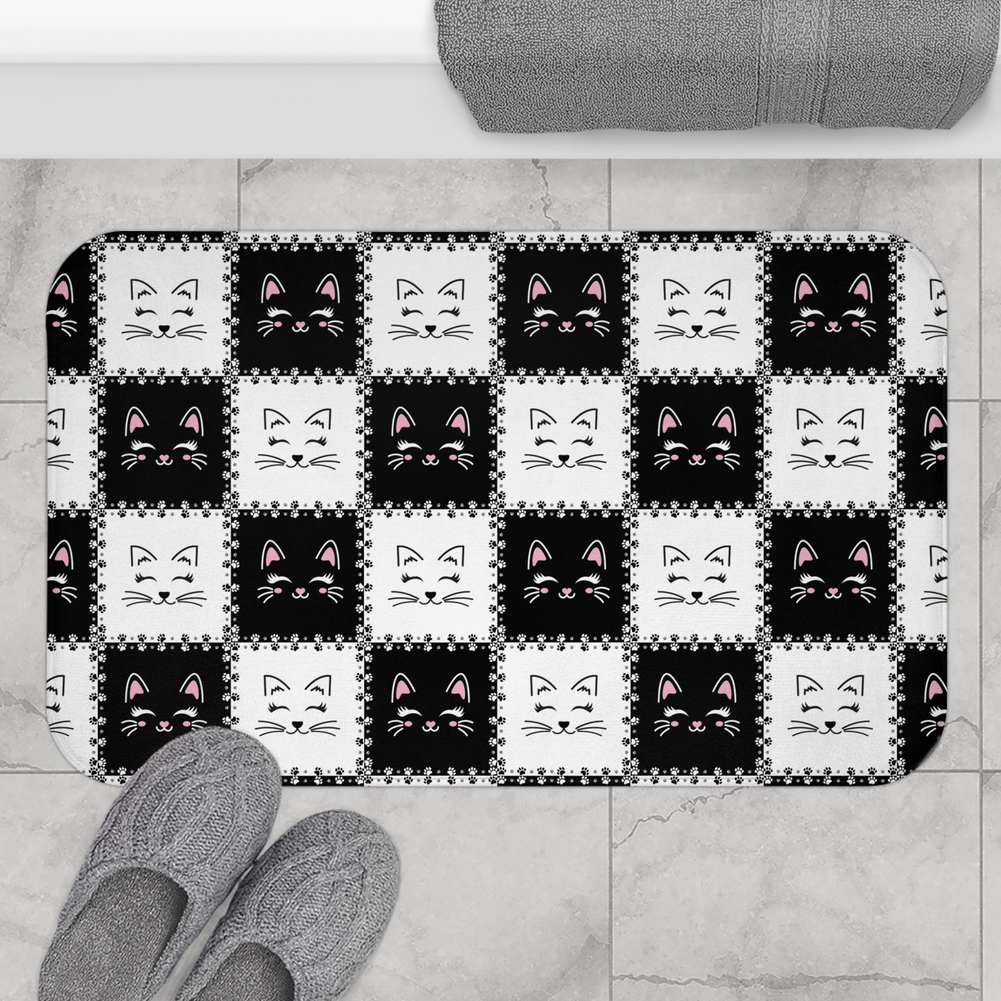 Checkerboard Cats Bath Mat - EpiAl's Shop