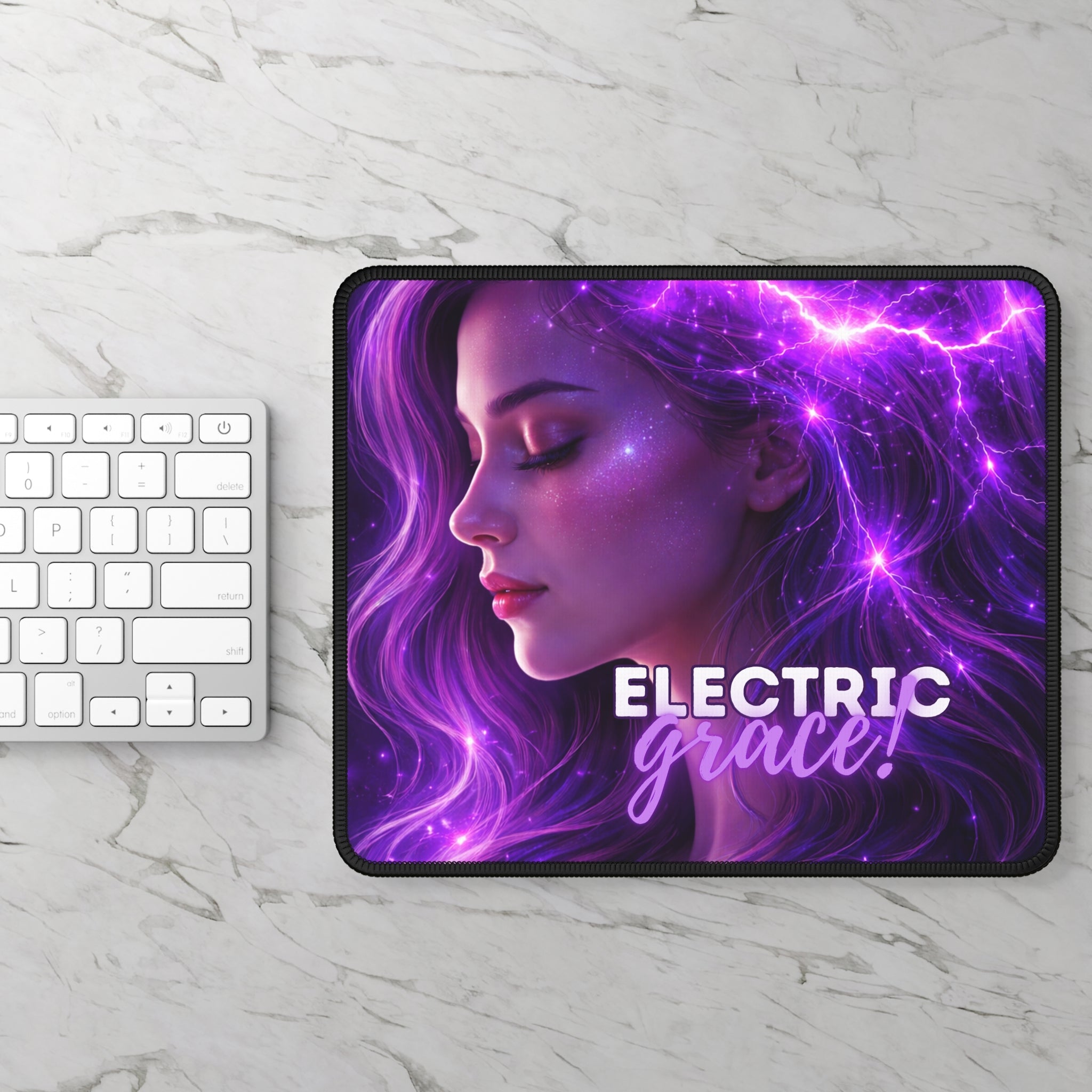 Electric Grace Mouse Pad – Purple Energy Art Desk Accessory