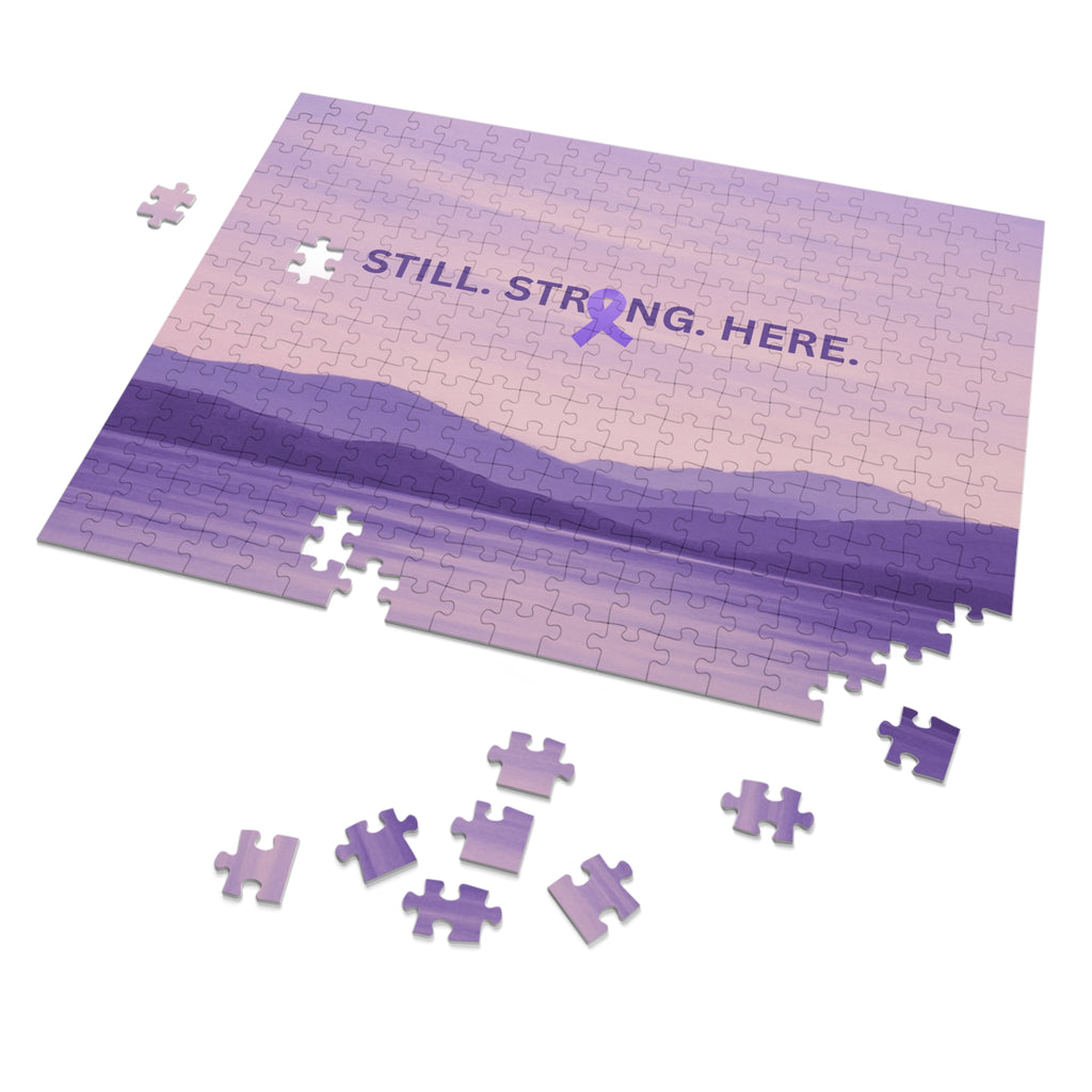 “Still. Strong. Here.” Epilepsy Awareness Jigsaw Puzzle — Lavender Horizon Design