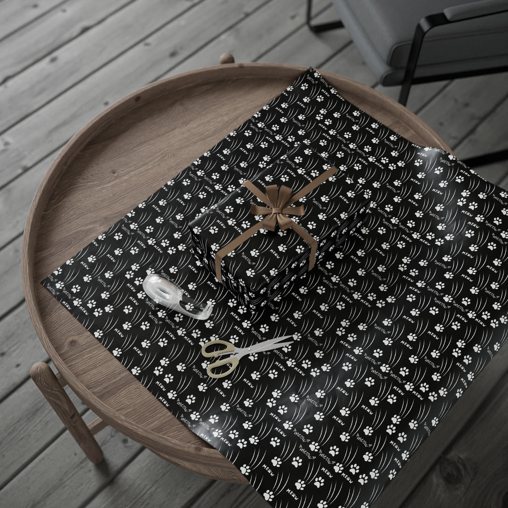 Cat Paw Scratch Gift Wrap – Black & White