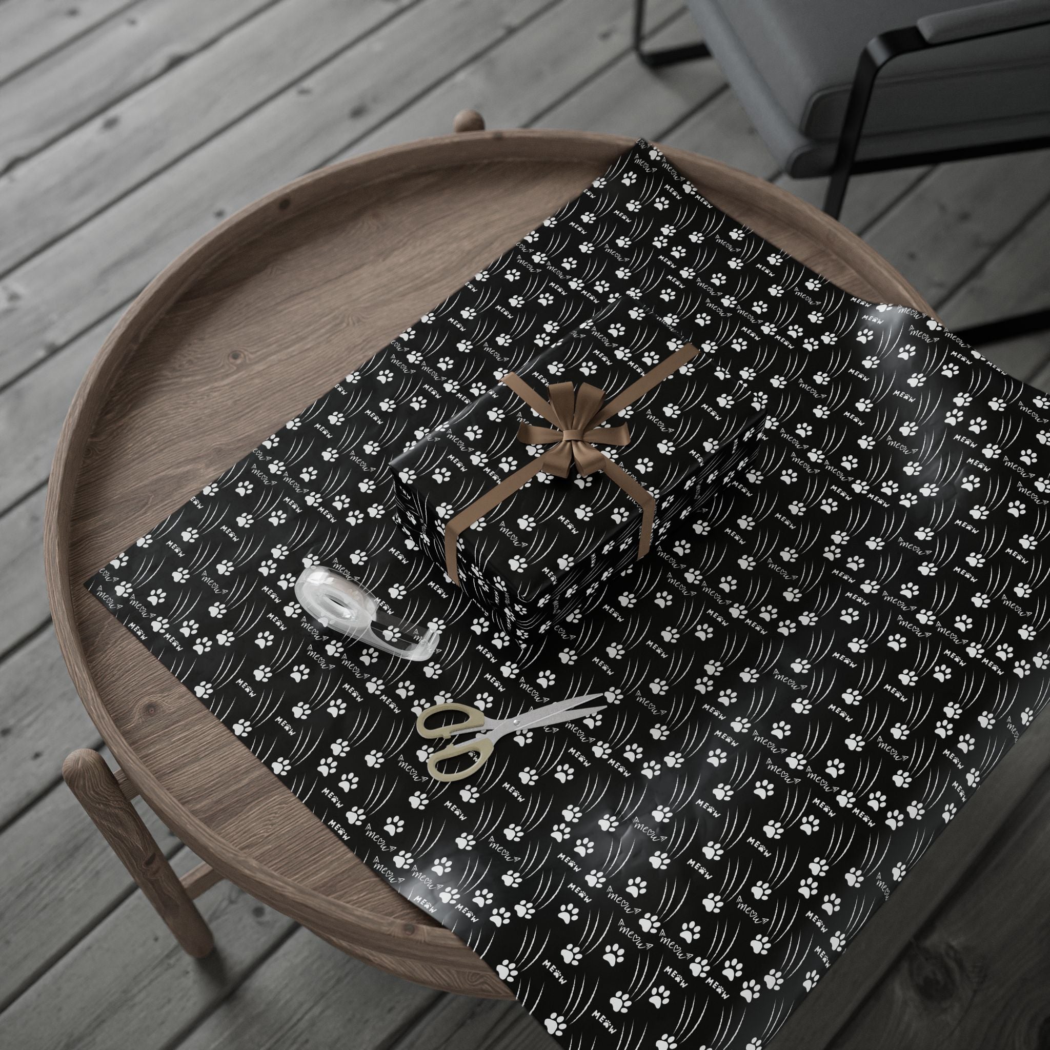 Cat Paw Scratch Gift Wrap – Black & White