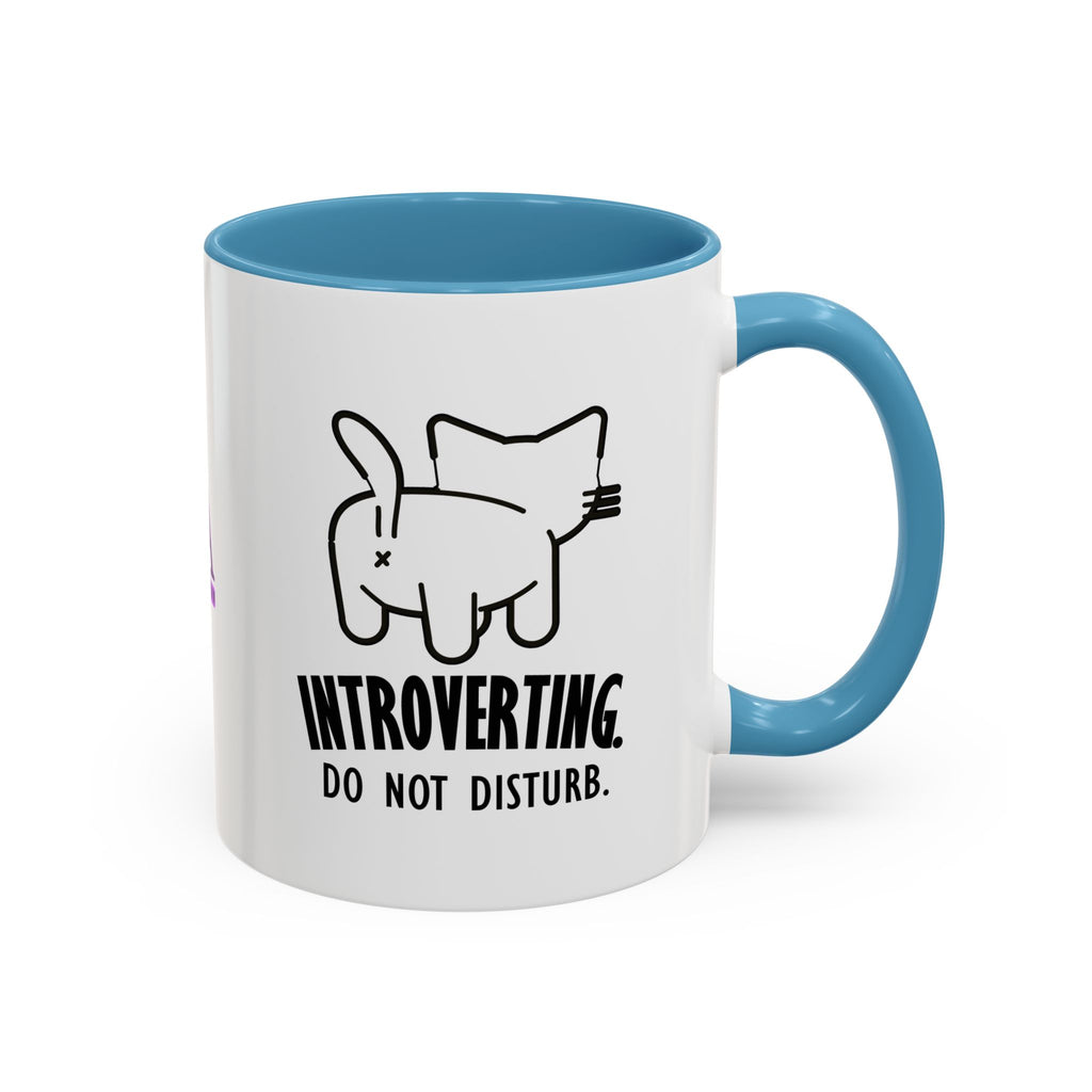 Introverting. Do Not Disturb. Two-Tone Cat Coffee Mug (11oz & 15oz)