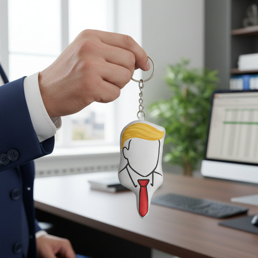 Faceless Tie Political Parody Plush Keychain