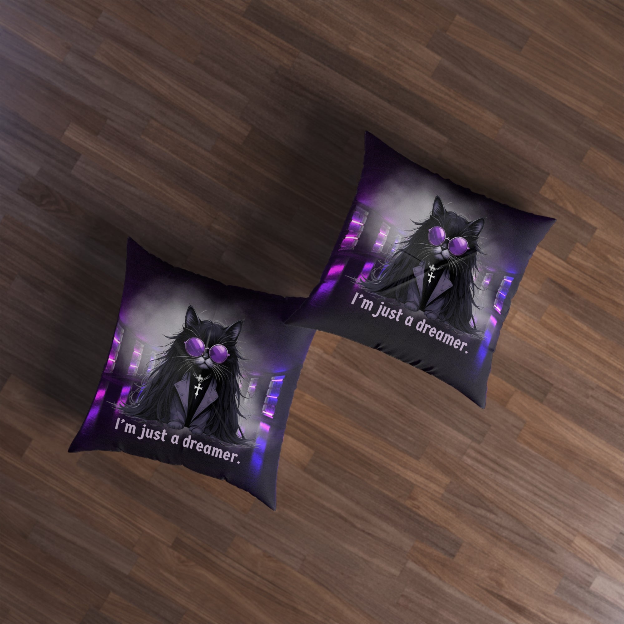 Dreamer Ozzy Cat Tufted Floor Pillow, Square