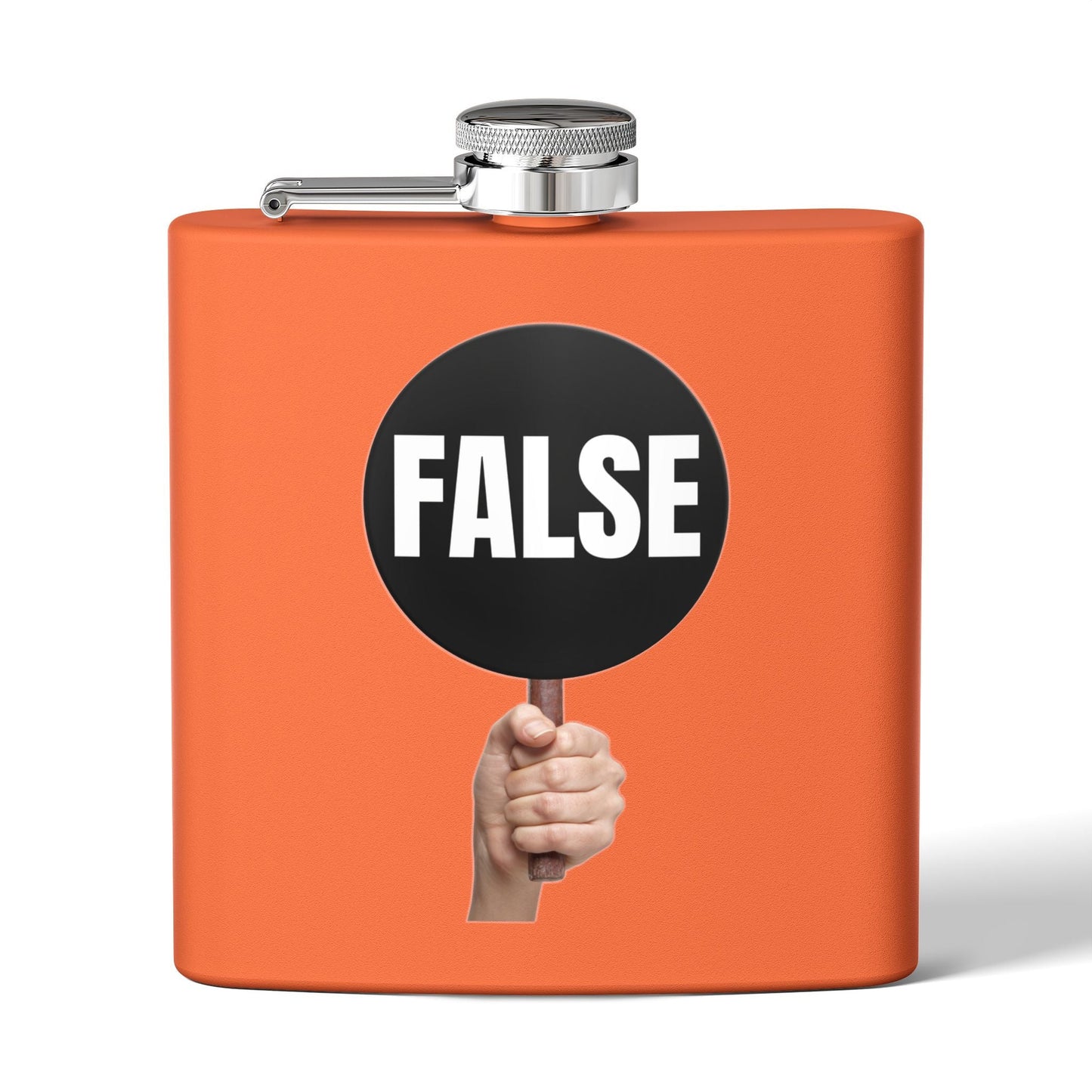 Funny Stainless Steel Flask - 6oz False Sign Design Printify
