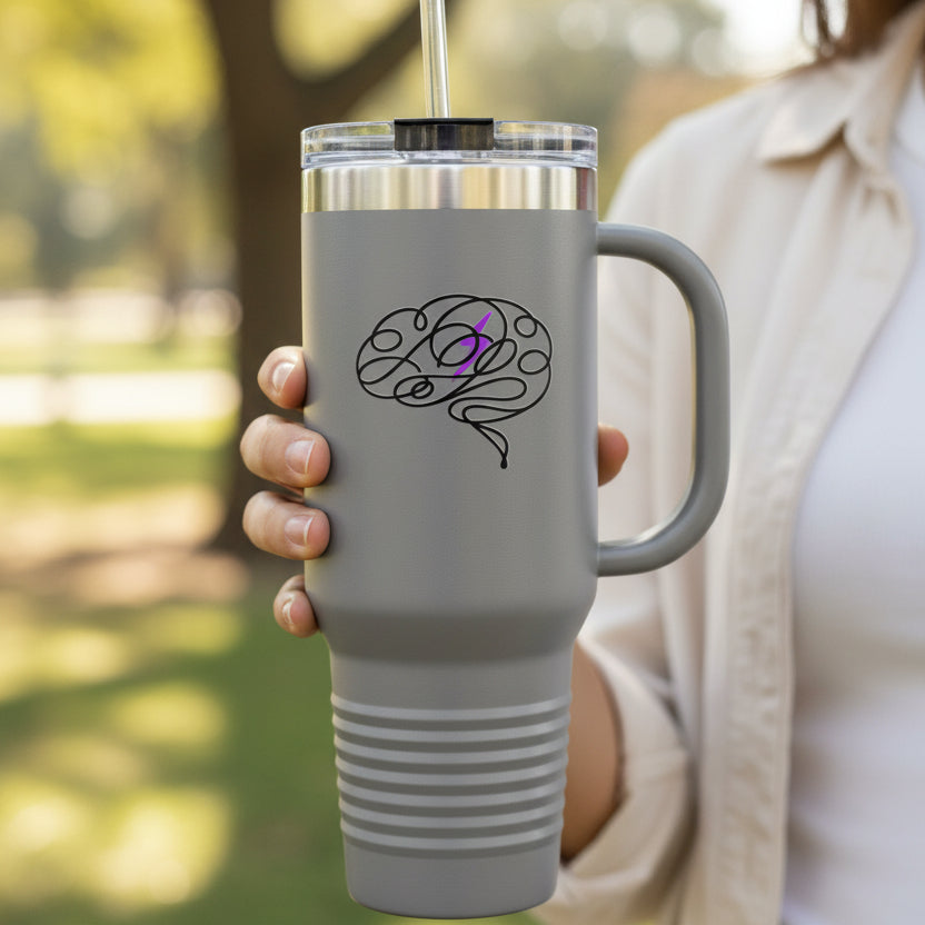 Abstract Brain Line Art 40oz Insulated Tumbler with Handle