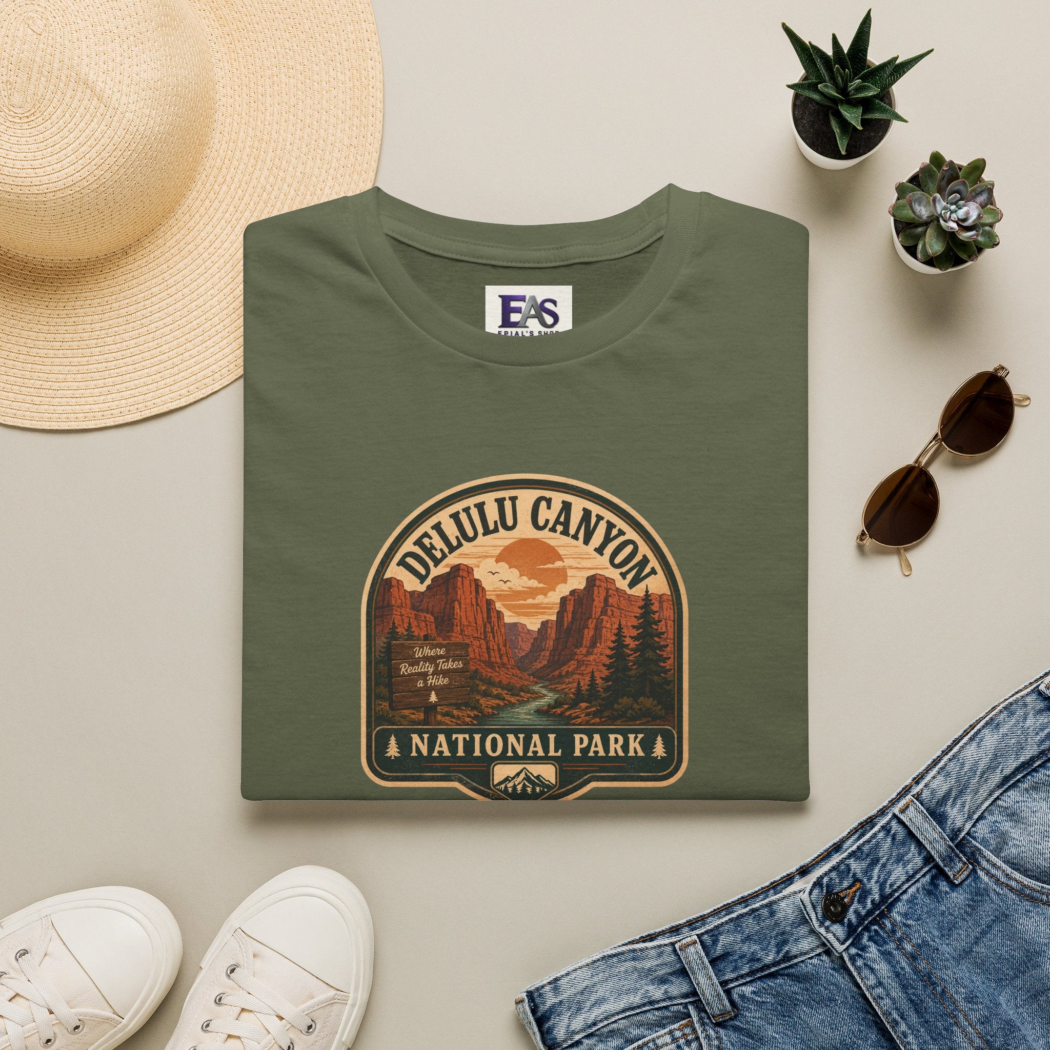 Delulu Canyon National Park Unisex T-Shirt | Funny Retro National Park Parody Tee
