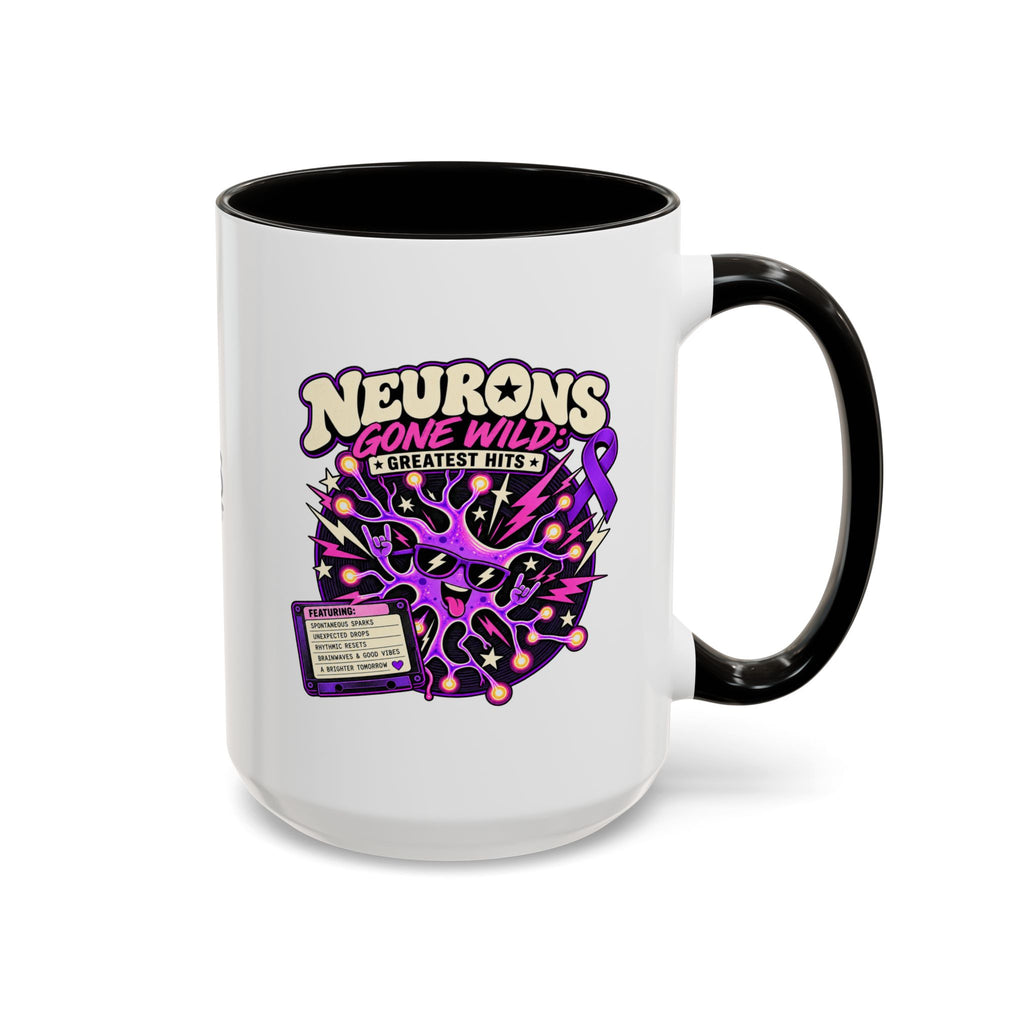 Neurons Gone Wild: Greatest Hits Epilepsy Awareness Accent Coffee Mug (11oz/15oz)