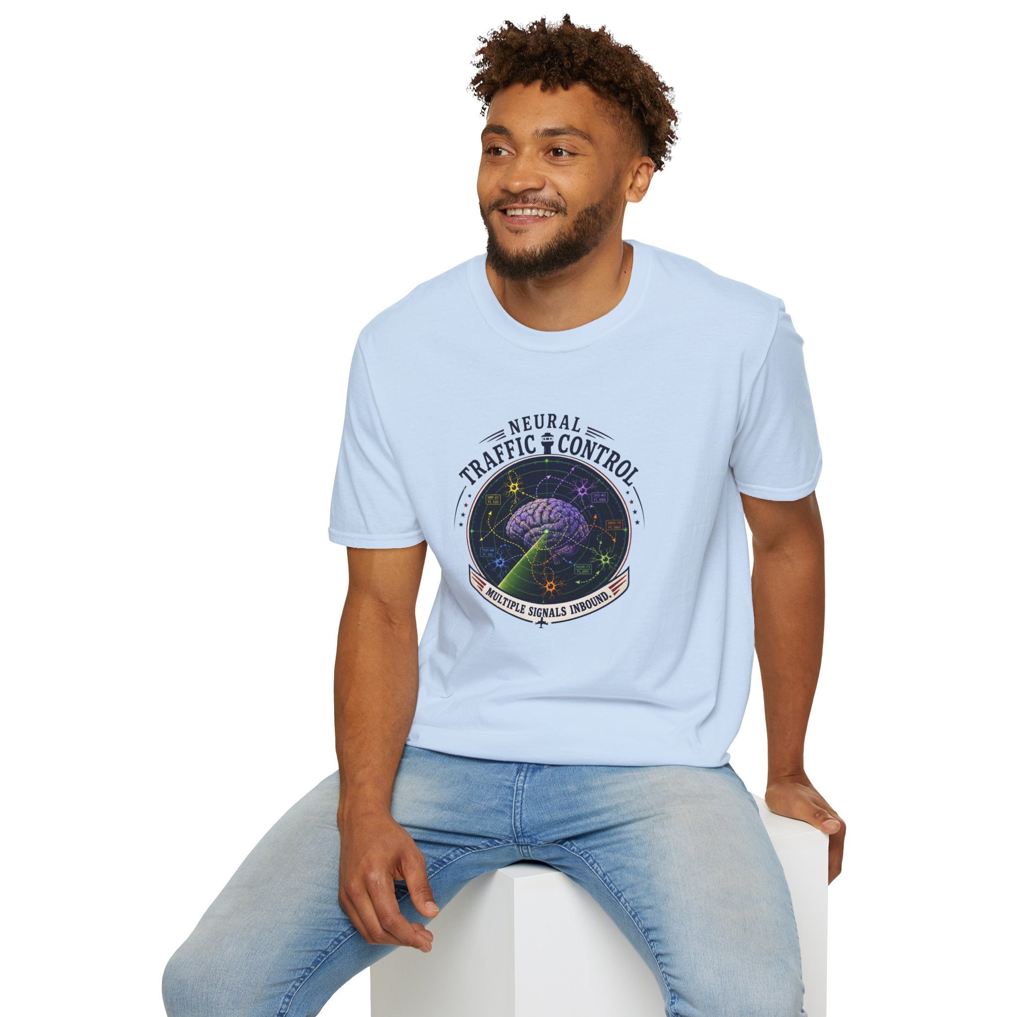 Neural Traffic Control T-Shirt | Brain Radar Graphic Tee