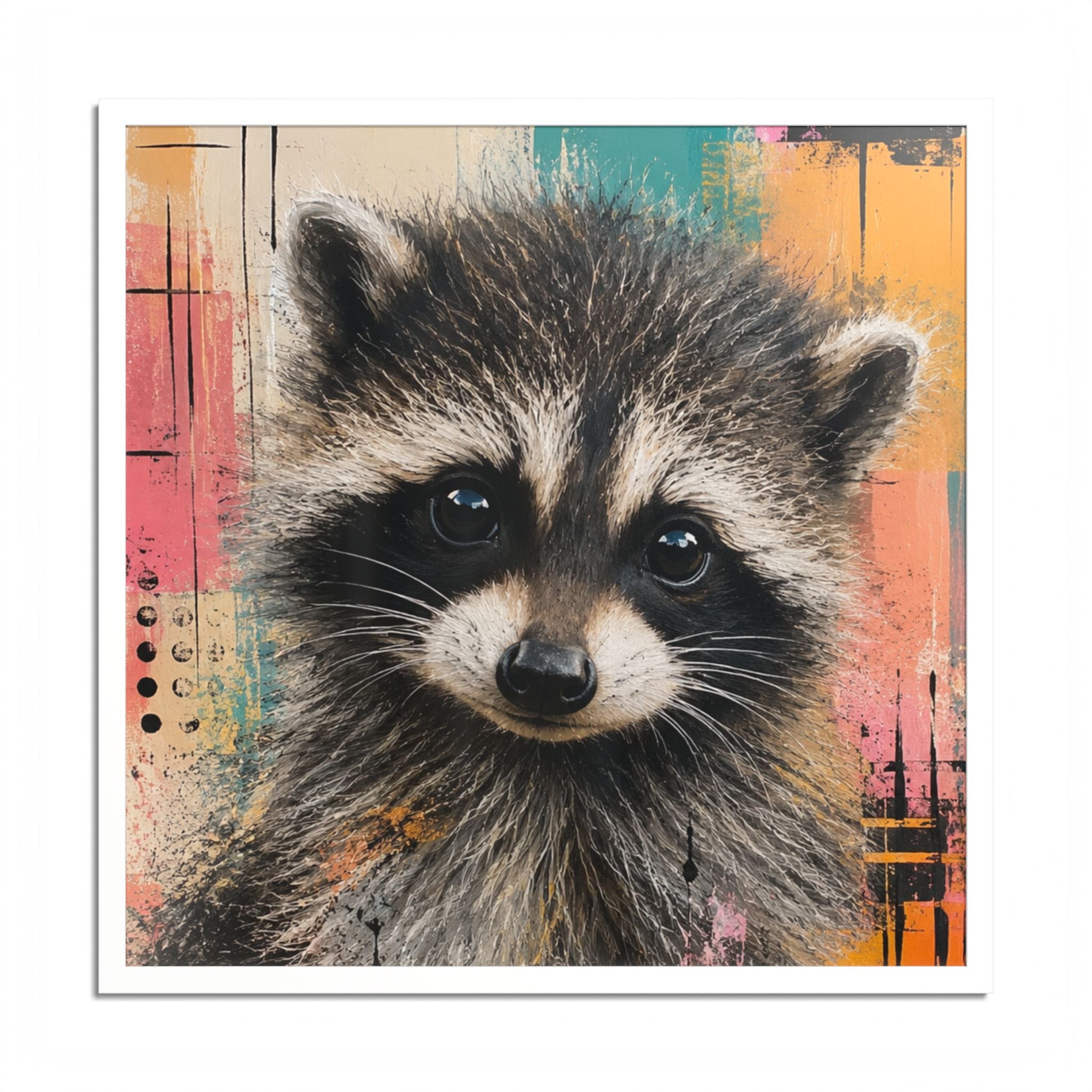Jimothy Modern Raccoon Framed Wall Art | Colorful Contemporary Animal Portrait