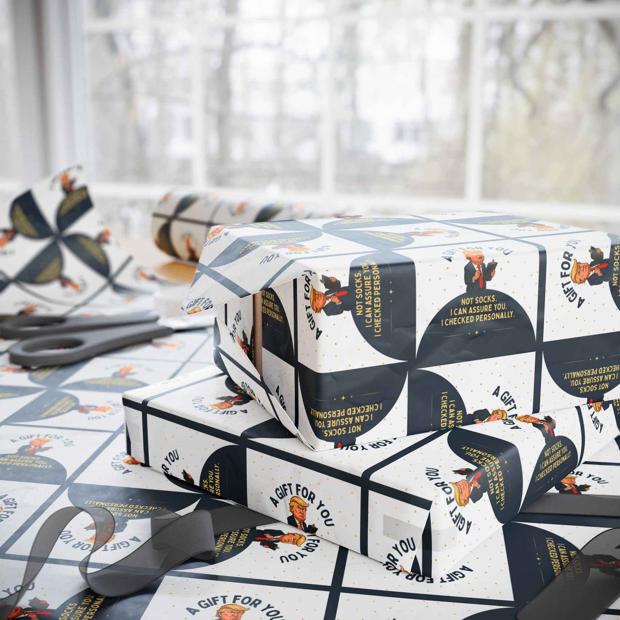 “Not Socks” Wrapping Paper — Political Parody Gift Wrap