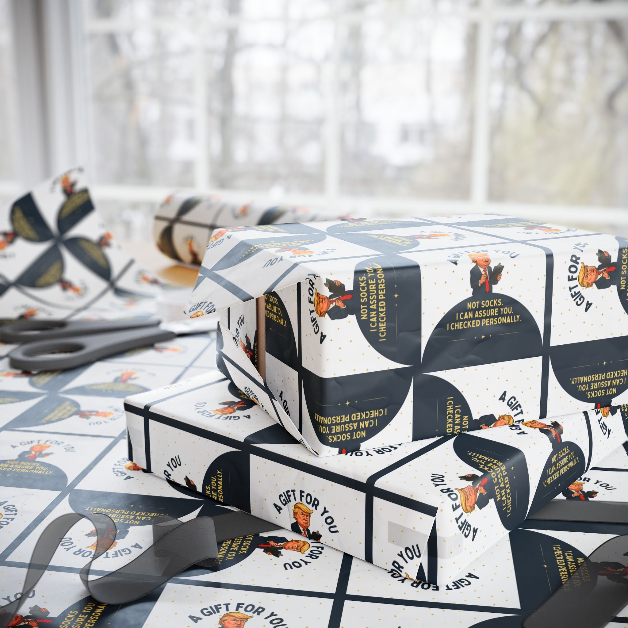 “Not Socks” Wrapping Paper — Political Parody Gift Wrap