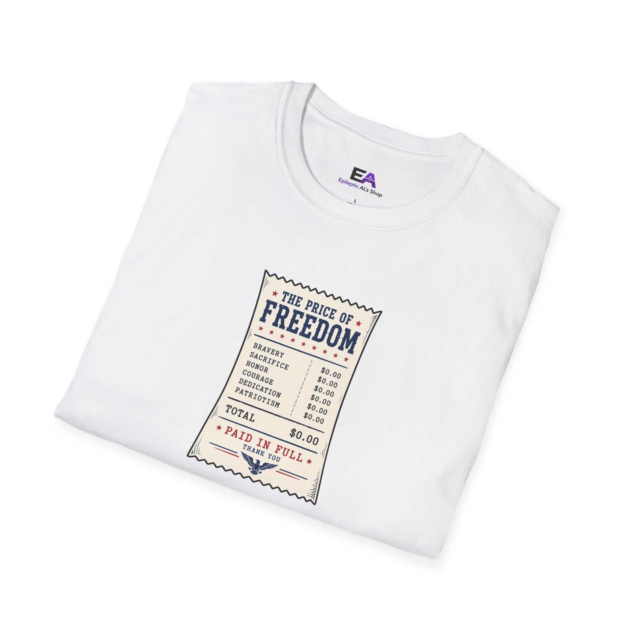 Price of Freedom Patriotic Receipt T-Shirt | Americana Graphic Tee