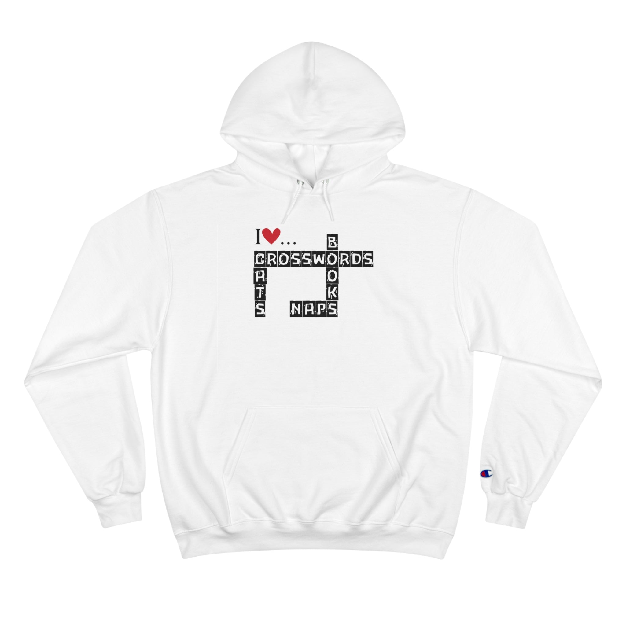 Photo depicting the ​Crosswords and Cats Champion Hoodie from EpiAl's Shop.