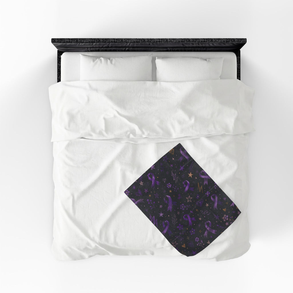 Purple Epilepsy Awareness Ribbon Velveteen Plush Blanket